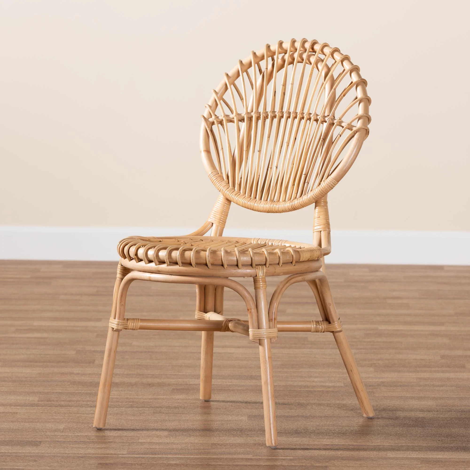 Baxton Studio bali & pari Iris Modern Bohemian Natural Brown Rattan Dining Chair - Image 9