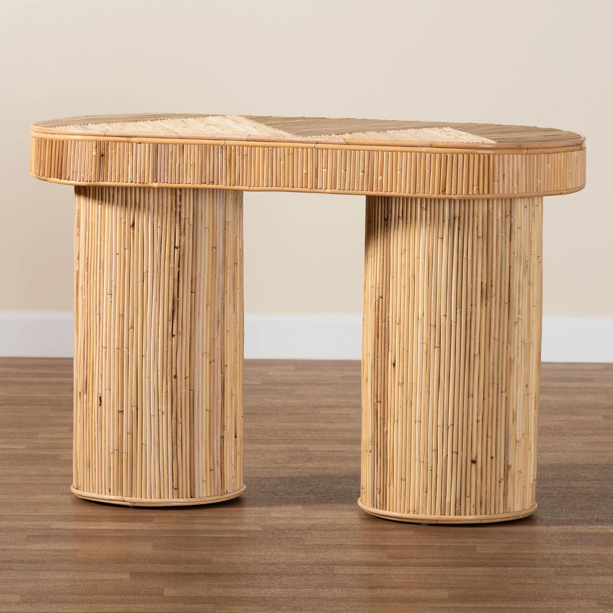 Baxton Studio bali & pari Iryna Modern Bohemian Natural Rattan Console Table - Image 2