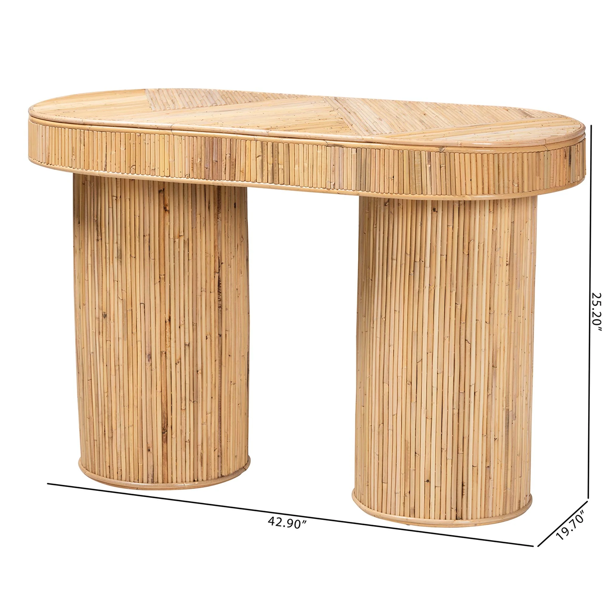 Baxton Studio bali & pari Iryna Modern Bohemian Natural Rattan Console Table - Image 3