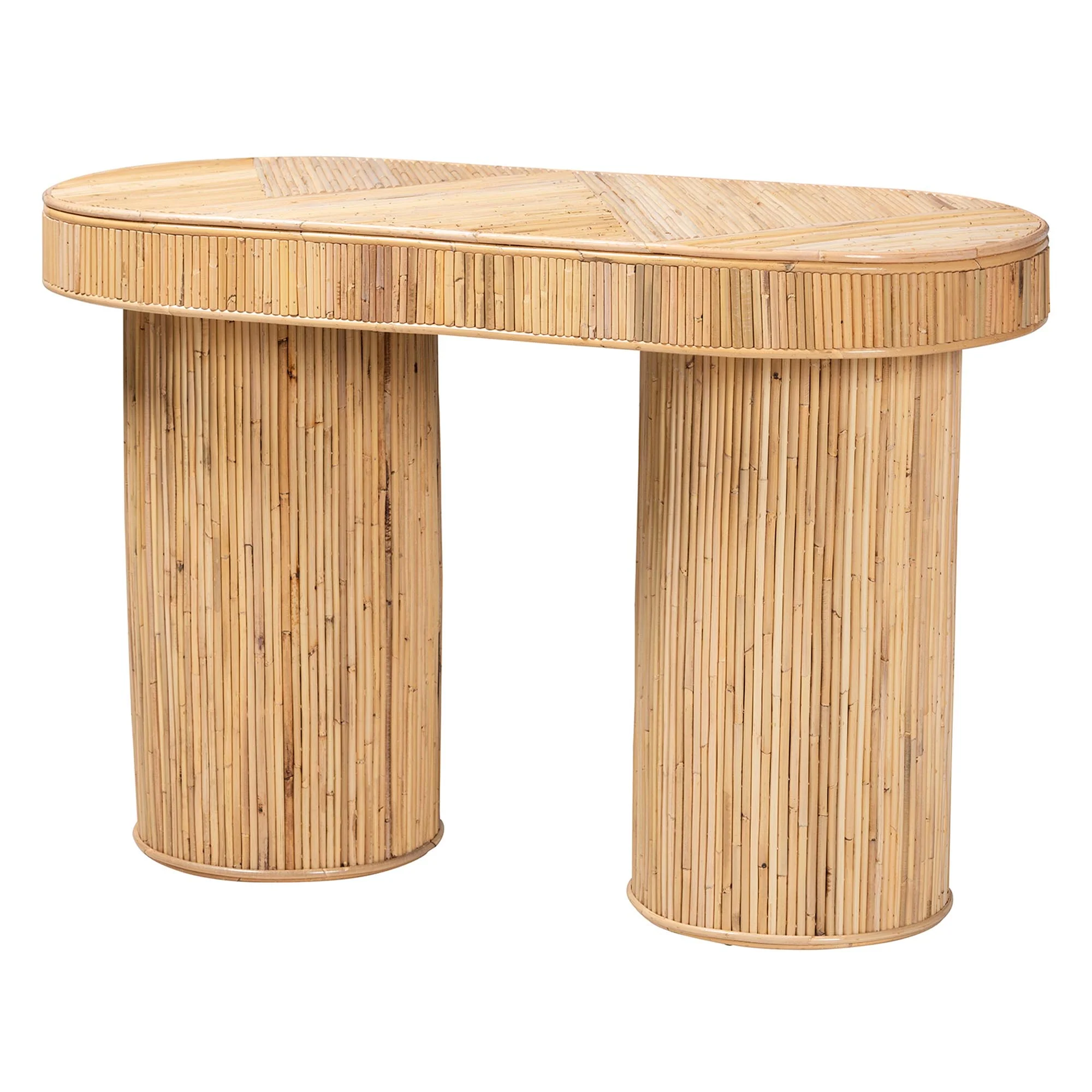 Baxton Studio bali & pari Iryna Modern Bohemian Natural Rattan Console Table - Image 4