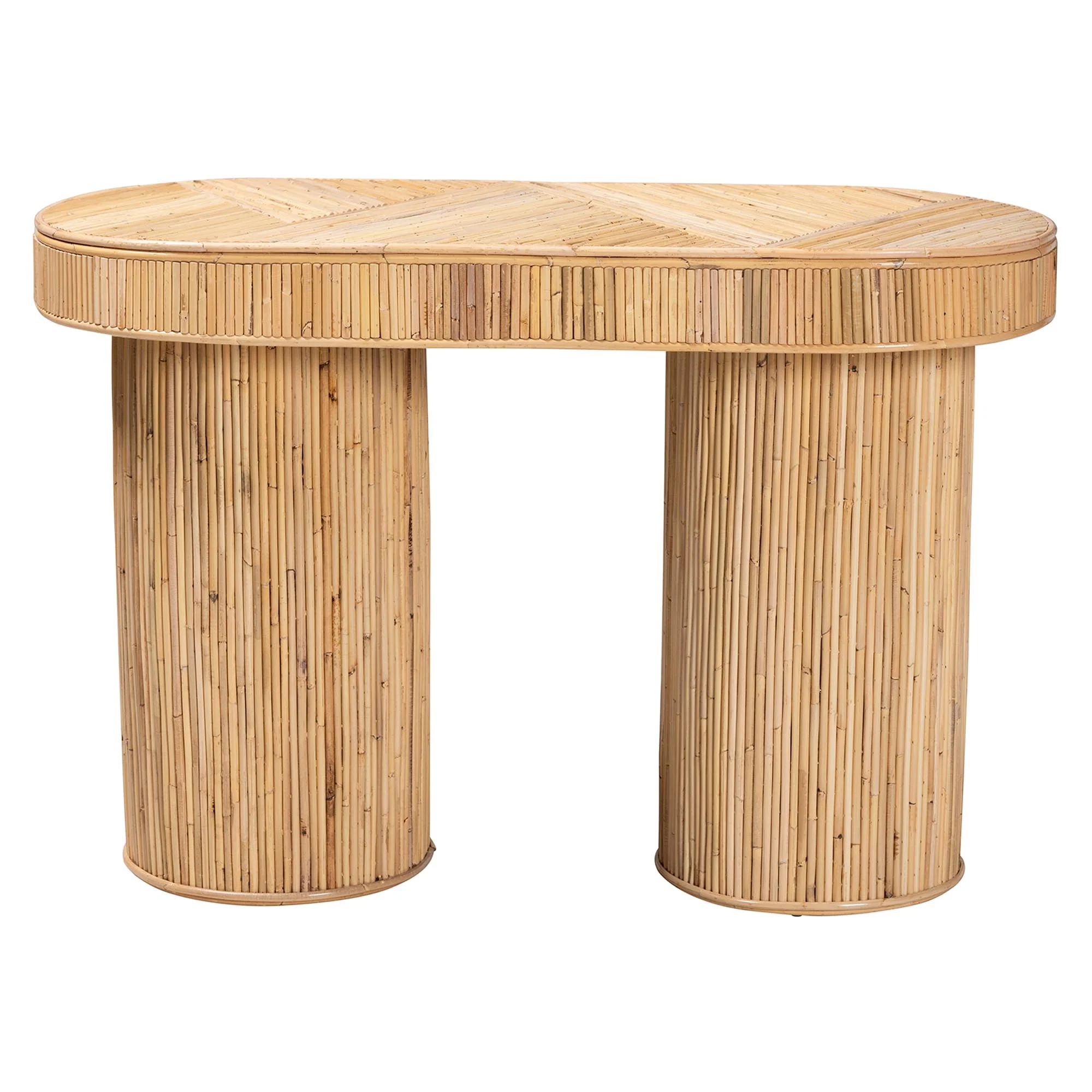 Baxton Studio bali & pari Iryna Modern Bohemian Natural Rattan Console Table - Image 5