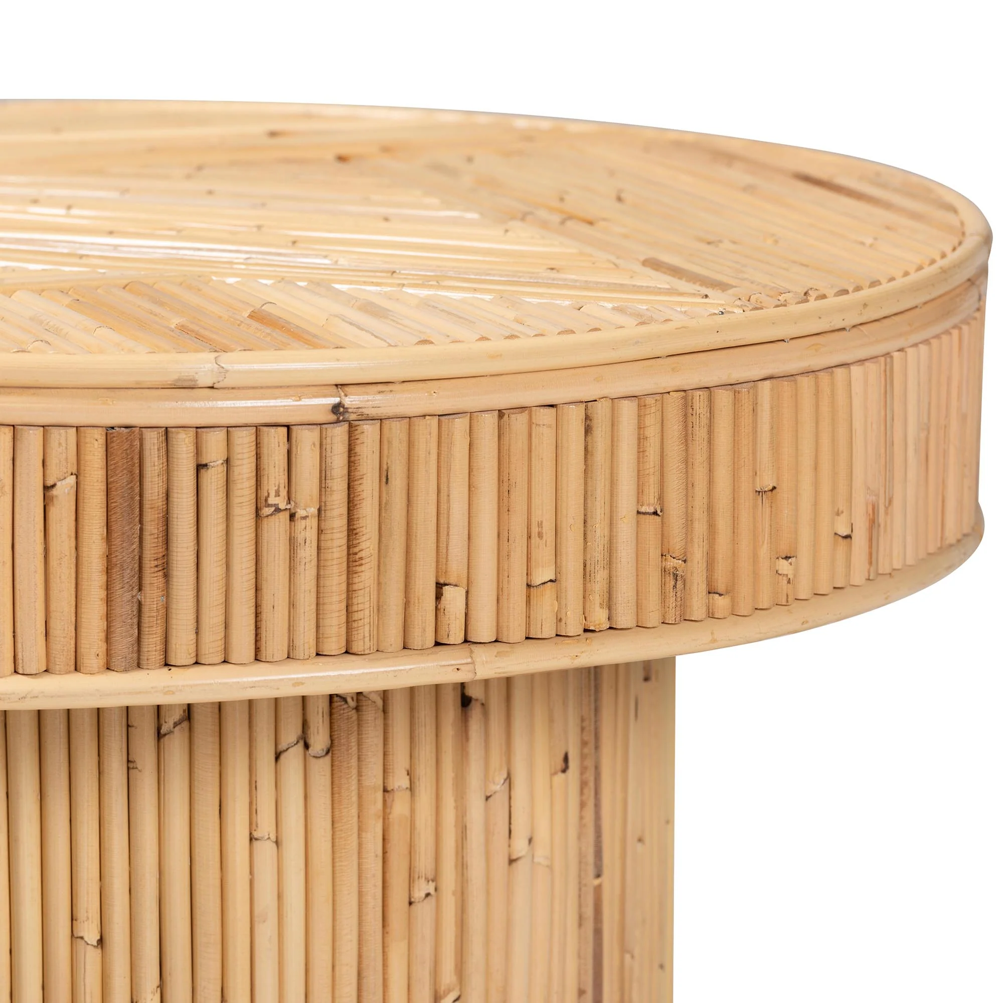 Baxton Studio bali & pari Iryna Modern Bohemian Natural Rattan End Table - Image 4