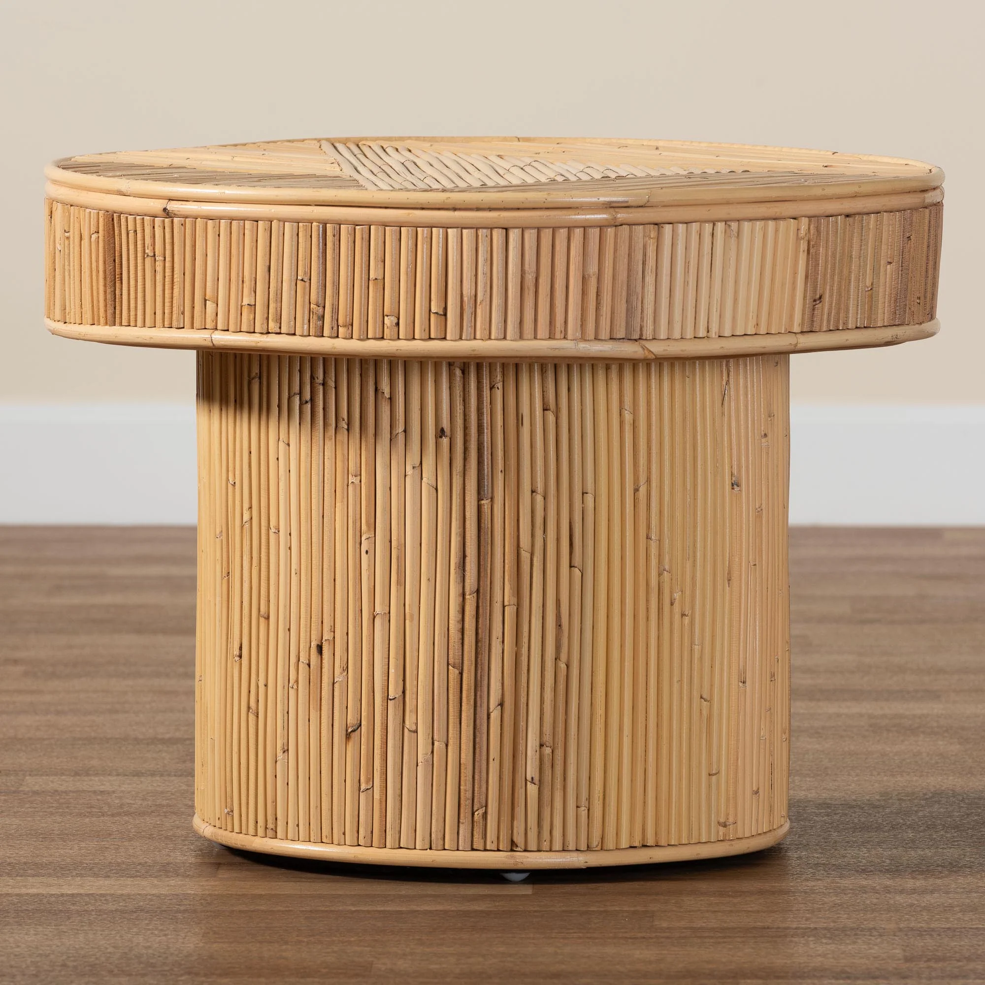 Baxton Studio bali & pari Iryna Modern Bohemian Natural Rattan End Table - Image 8