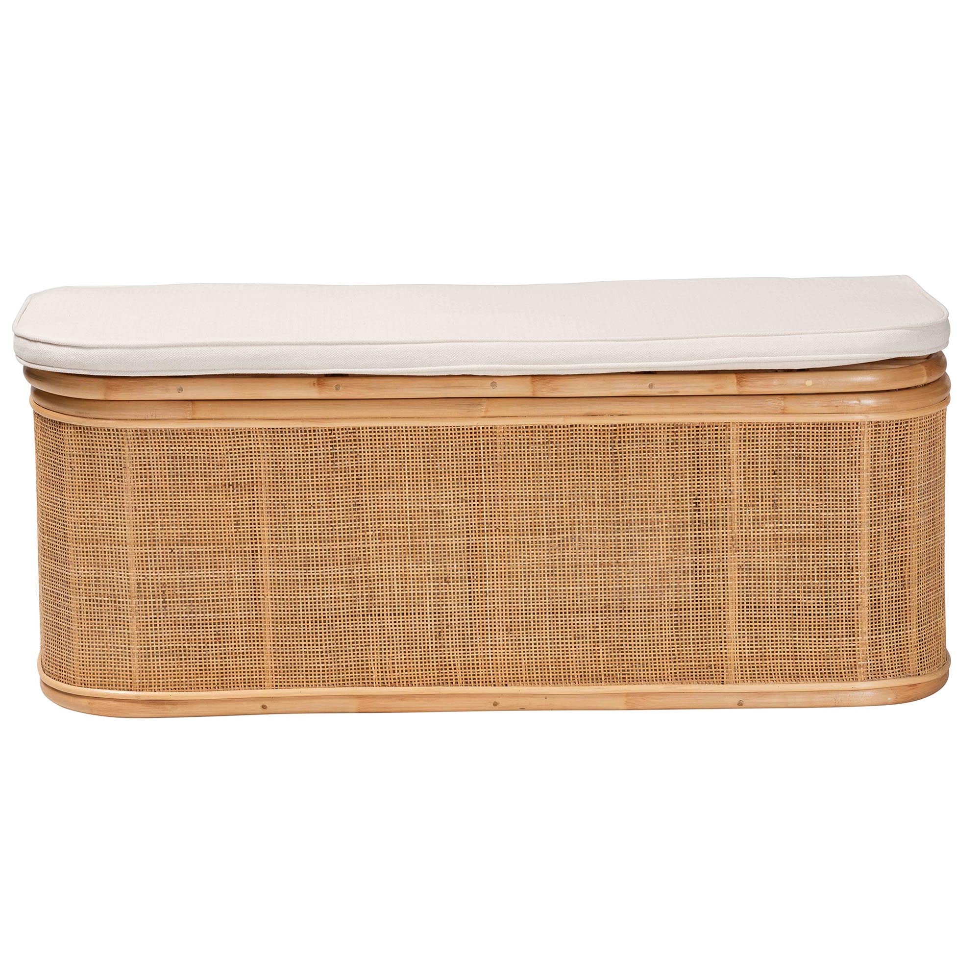 Baxton Studio bali & pari Ishana Bohemian Natural Rattan Storage Bench - Image 4