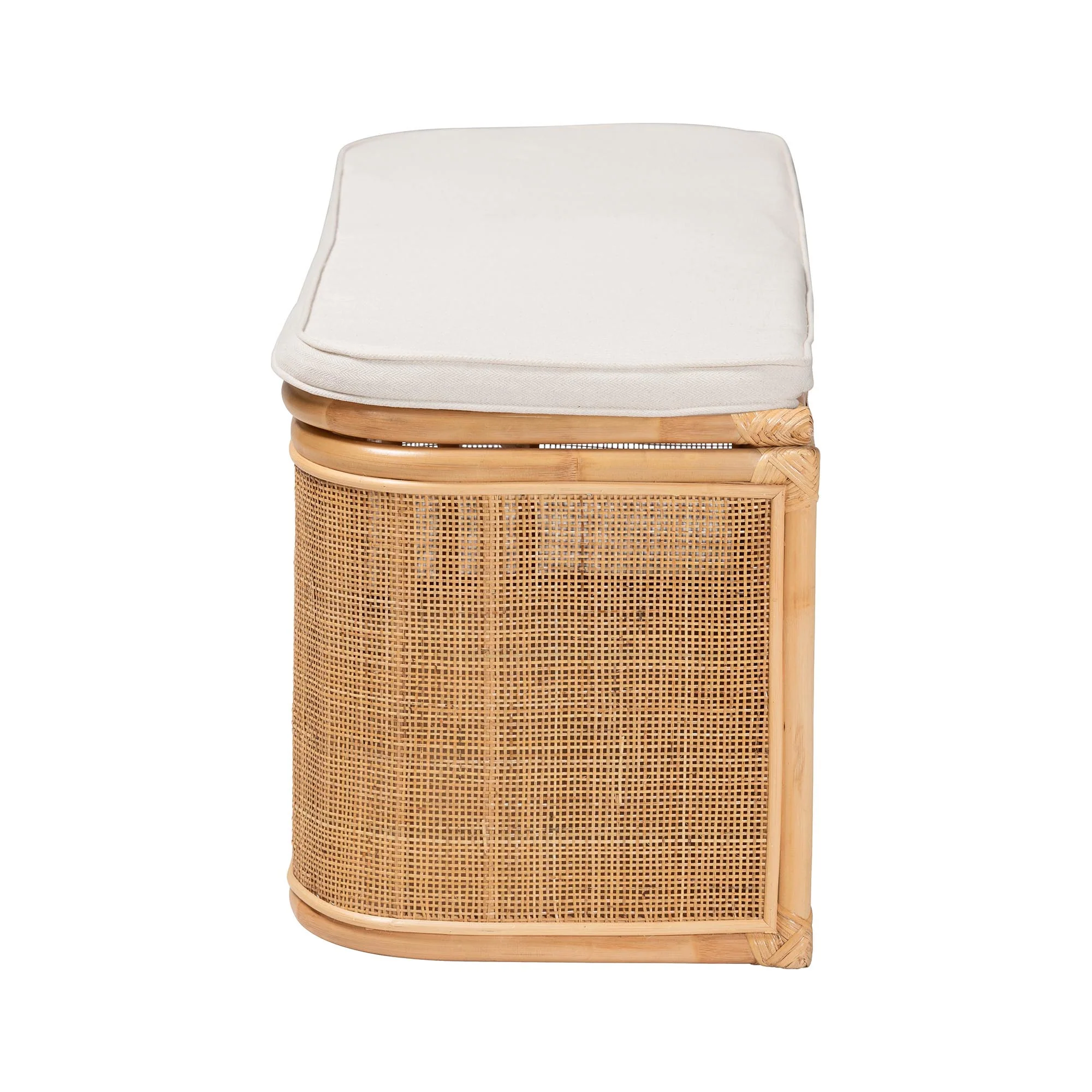 Baxton Studio bali & pari Ishana Bohemian Natural Rattan Storage Bench - Image 5
