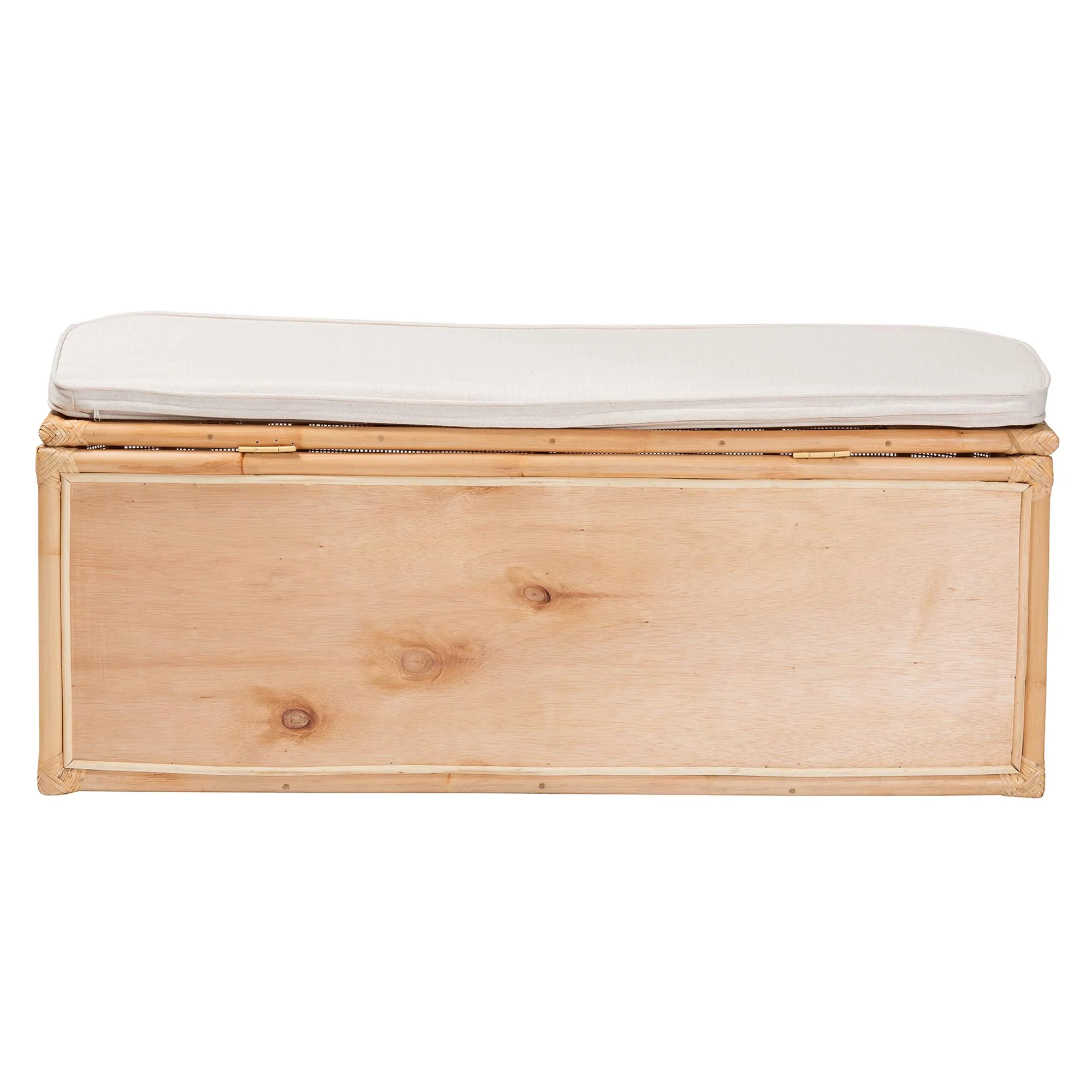 Baxton Studio bali & pari Ishana Bohemian Natural Rattan Storage Bench - Image 6
