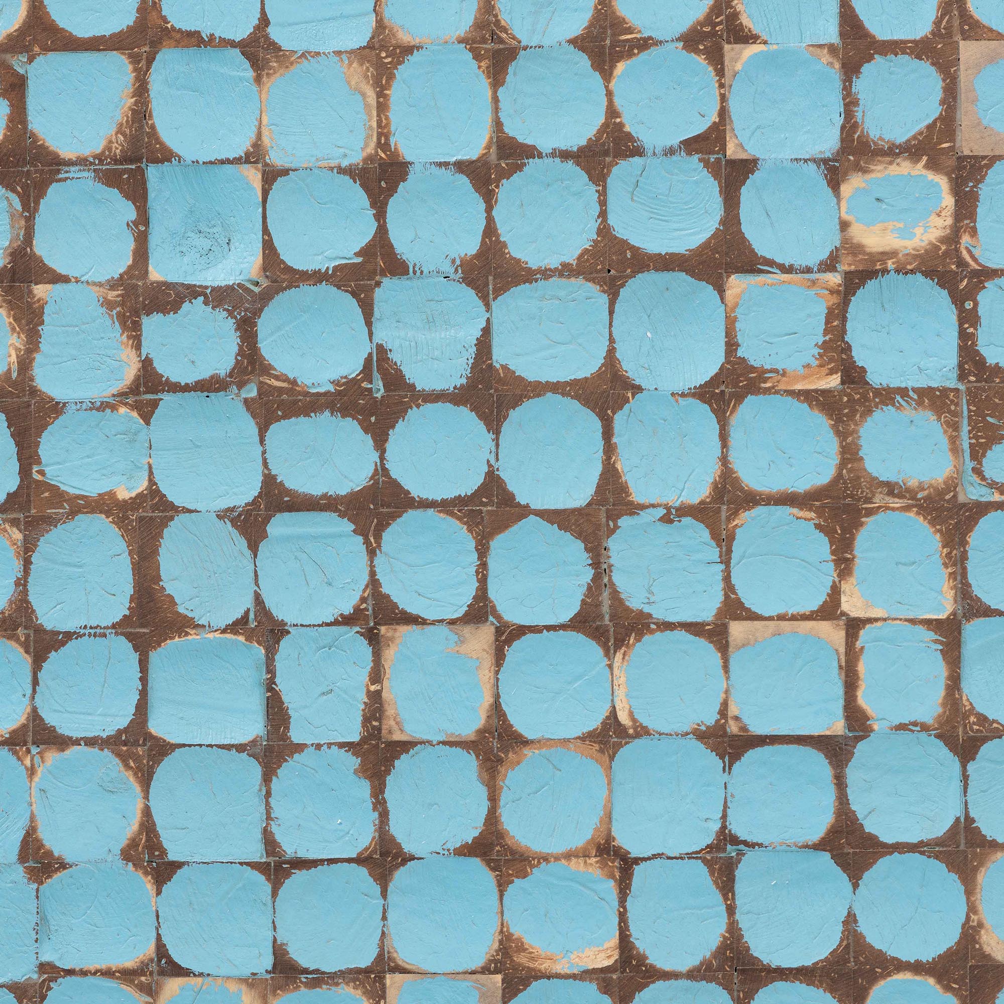 Baxton Studio bali & pari Janella Bohemian Sky Blue Coconut Shell and Acacia Wood End Table - Image 6