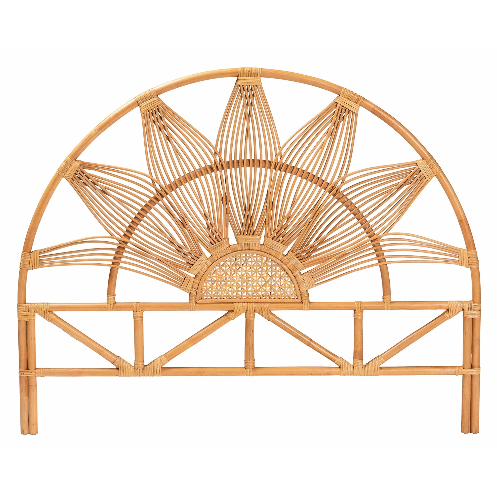 Baxton Studio bali & pari Jasmine Modern Bohemian Natural Rattan Queen Size Standalone Headboard - Image 3