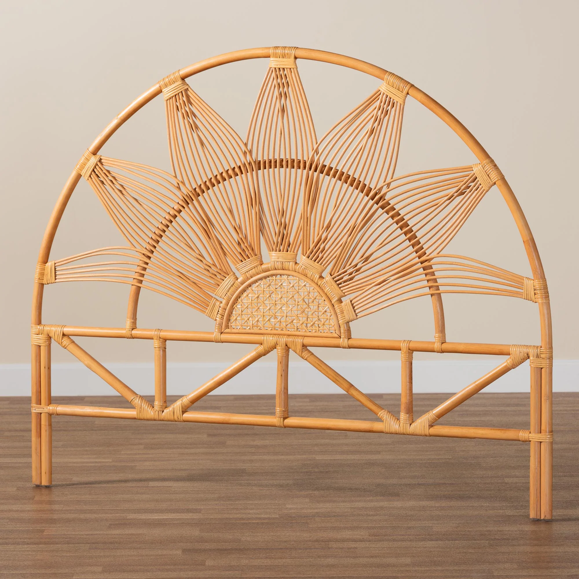 Baxton Studio bali & pari Jasmine Modern Bohemian Natural Rattan Queen Size Standalone Headboard - Image 5