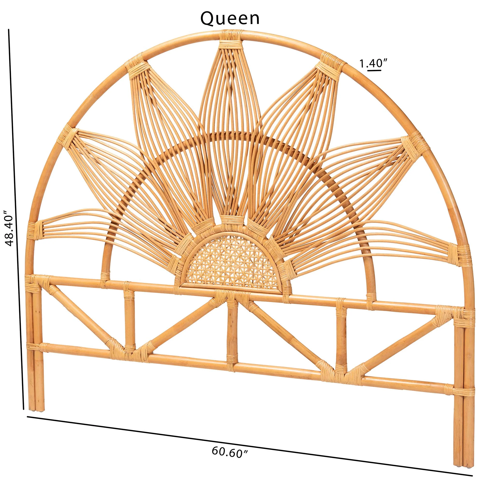 Baxton Studio bali & pari Jasmine Modern Bohemian Natural Rattan Queen Size Standalone Headboard - Image 6