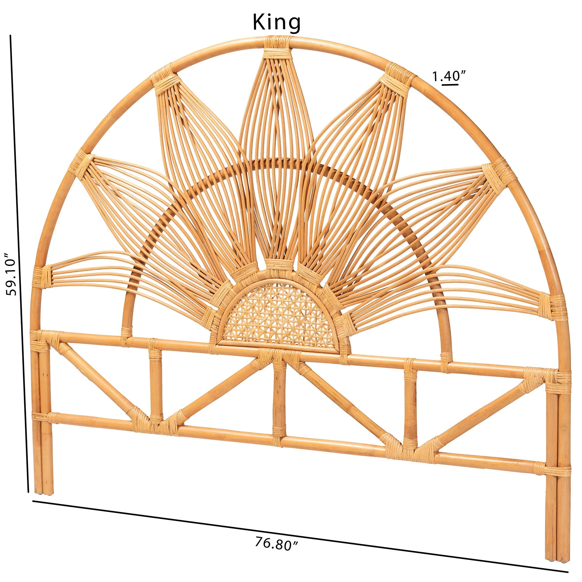 Baxton Studio bali & pari Jasmine Modern Bohemian Natural Rattan Queen Size Standalone Headboard - Image 7