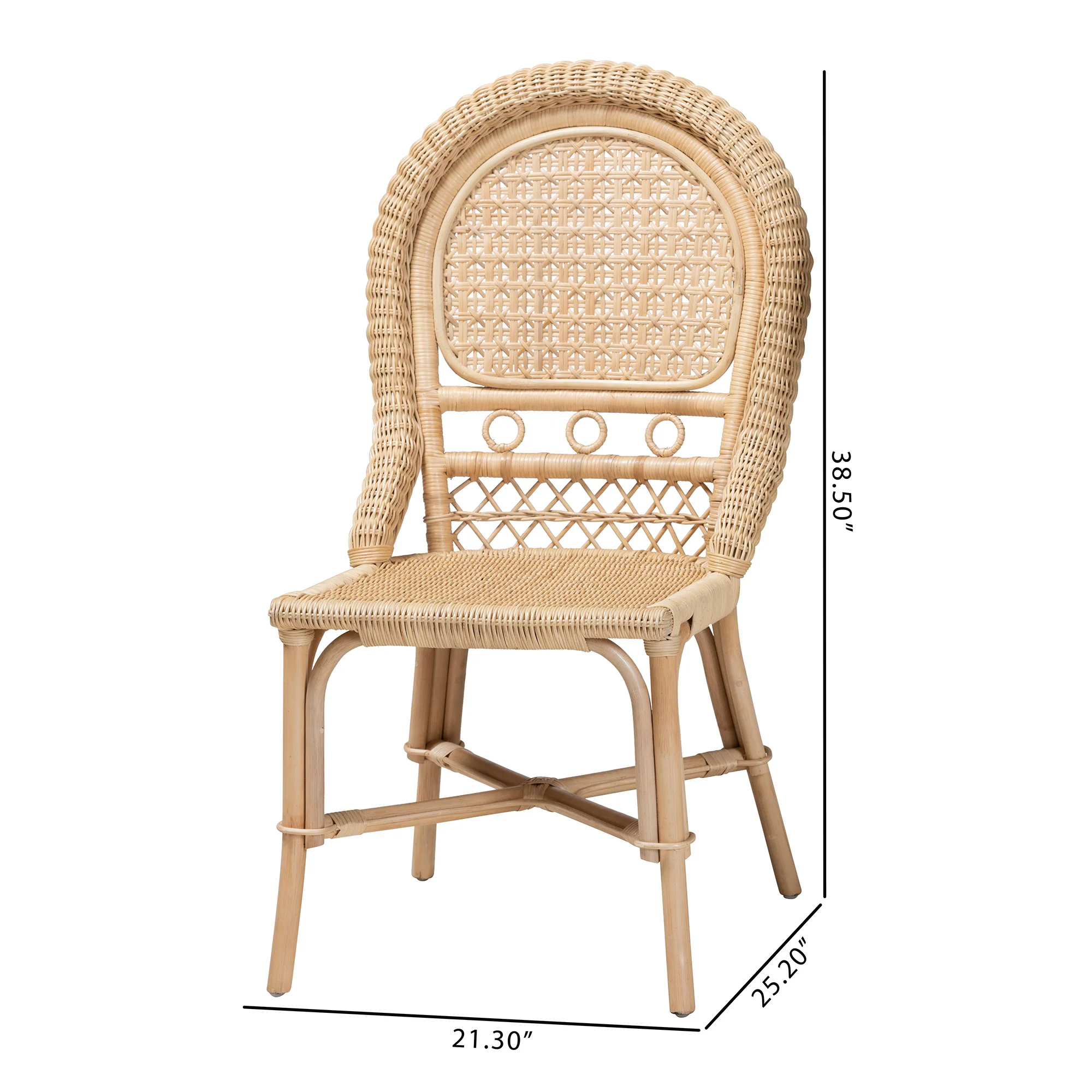 Baxton Studio bali & pari Jelita Modern Bohemian Natural Brown Rattan 2-Piece Dining Chair Set - Image 3