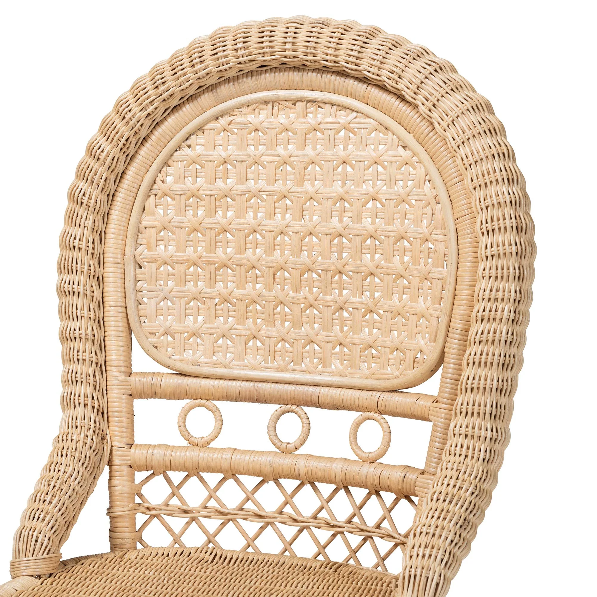 Baxton Studio bali & pari Jelita Modern Bohemian Natural Brown Rattan 2-Piece Dining Chair Set - Image 7