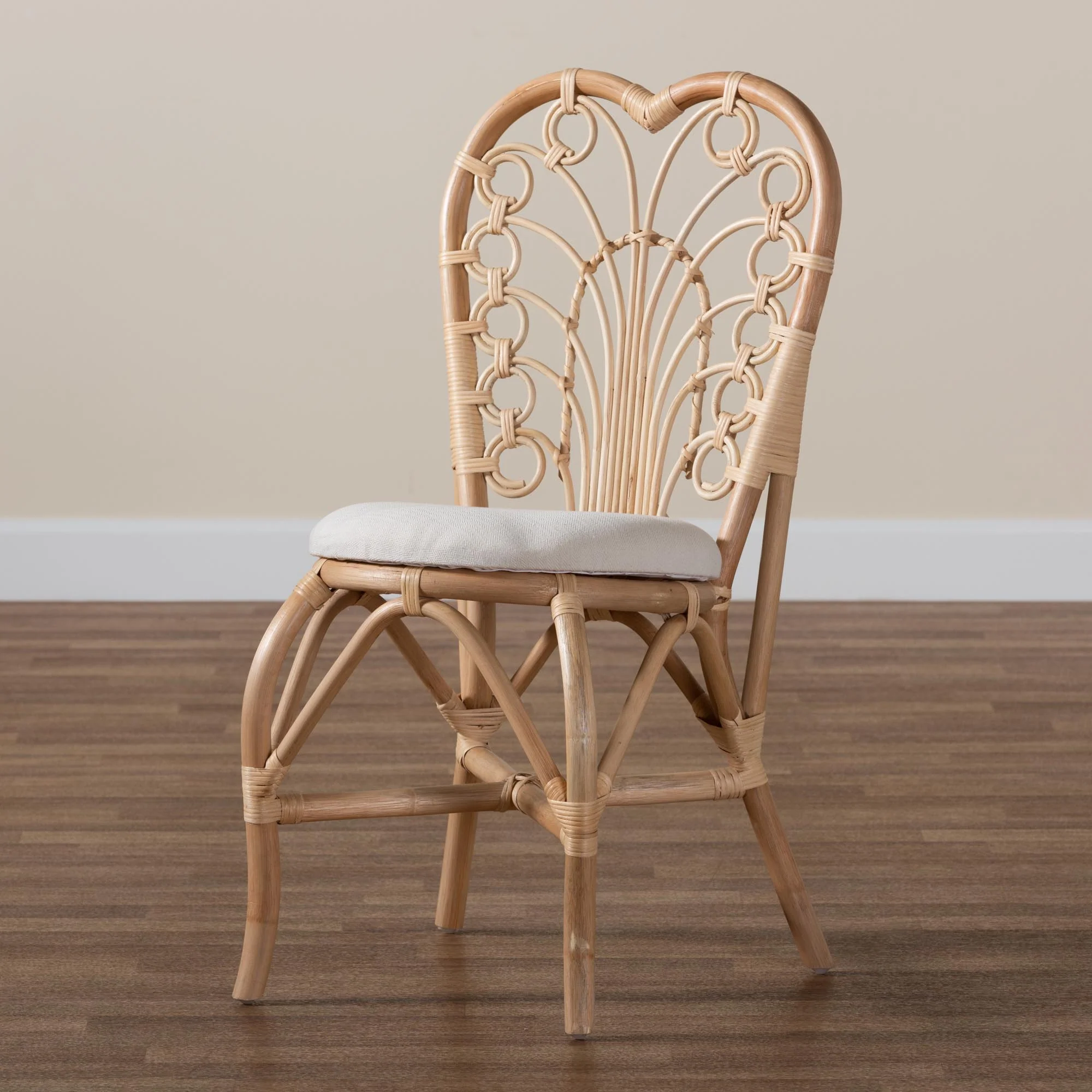 Baxton Studio bali & pari Jerica Modern Bohemian Natural Brown Rattan Dining Chair - Image 2