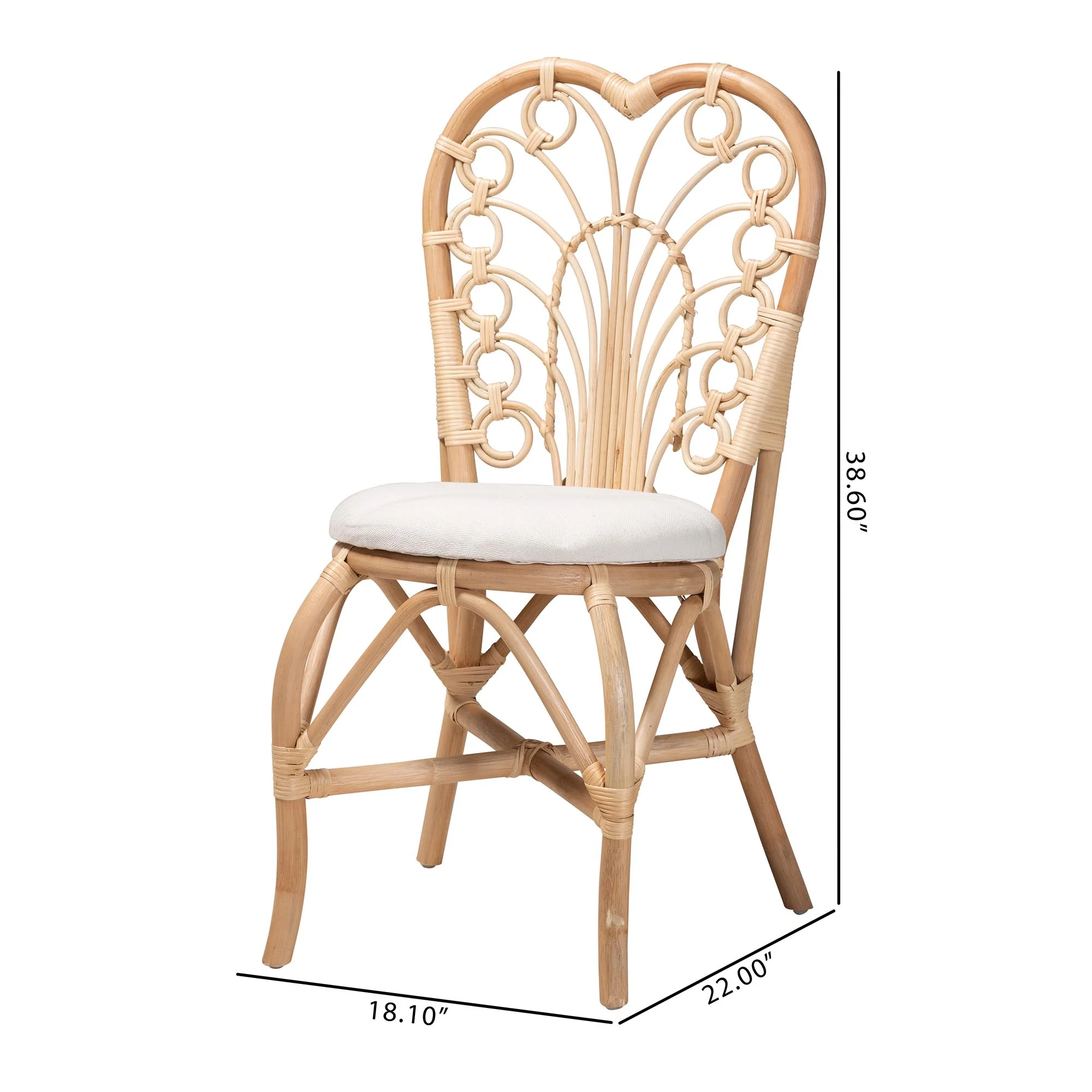 Baxton Studio bali & pari Jerica Modern Bohemian Natural Brown Rattan Dining Chair - Image 3