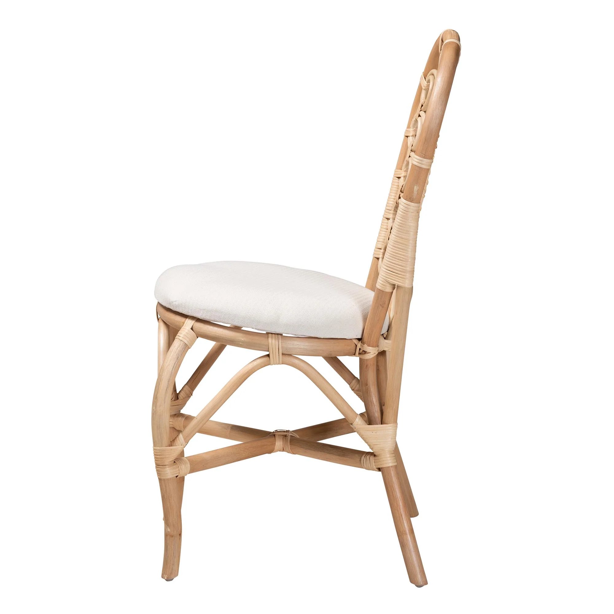 Baxton Studio bali & pari Jerica Modern Bohemian Natural Brown Rattan Dining Chair - Image 6