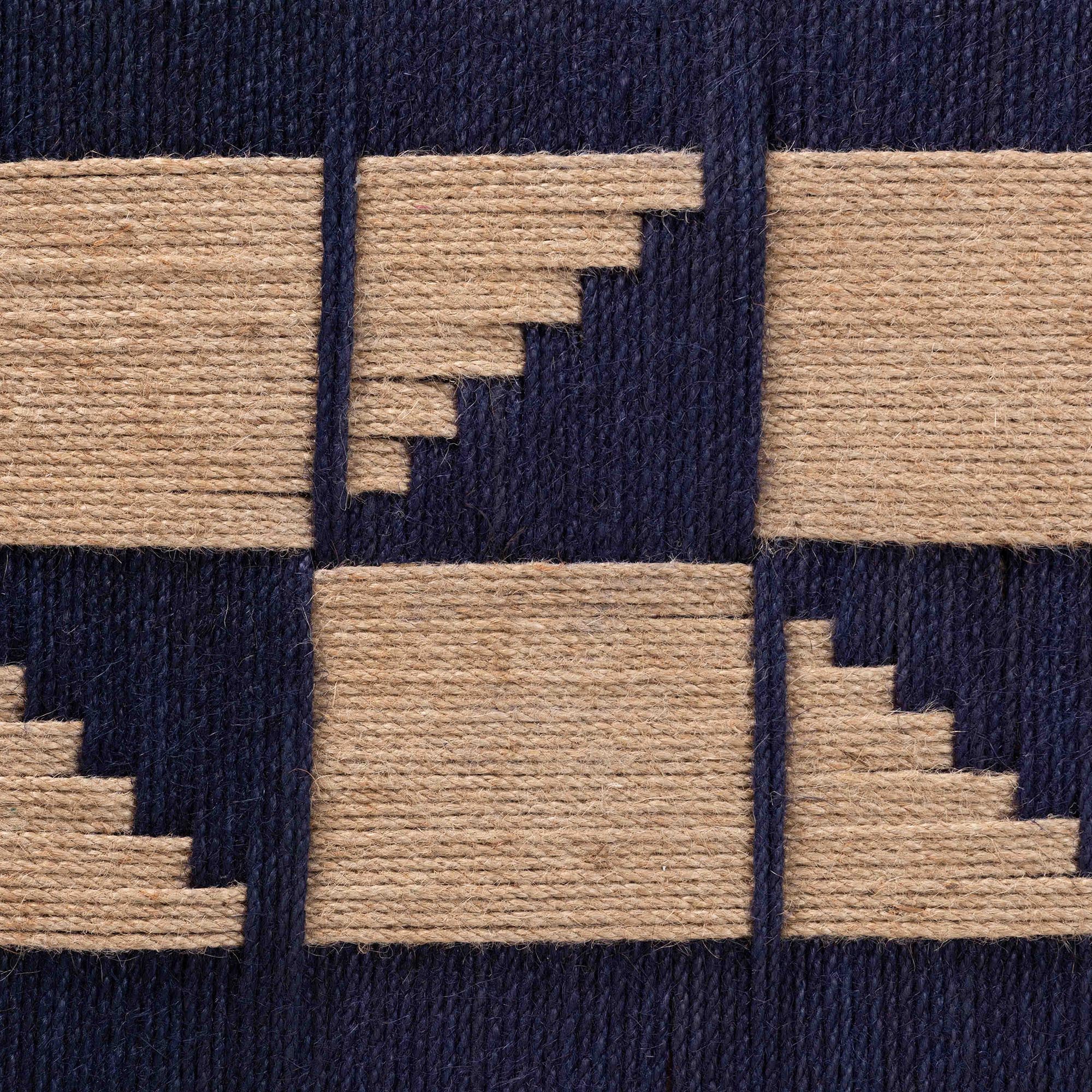 Baxton Studio bali & pari Jerilyn Modern Bohemian Two-Tone Navy Blue and Natura Brown Seagrass and Acacia Wood Accent Bench - Image 6