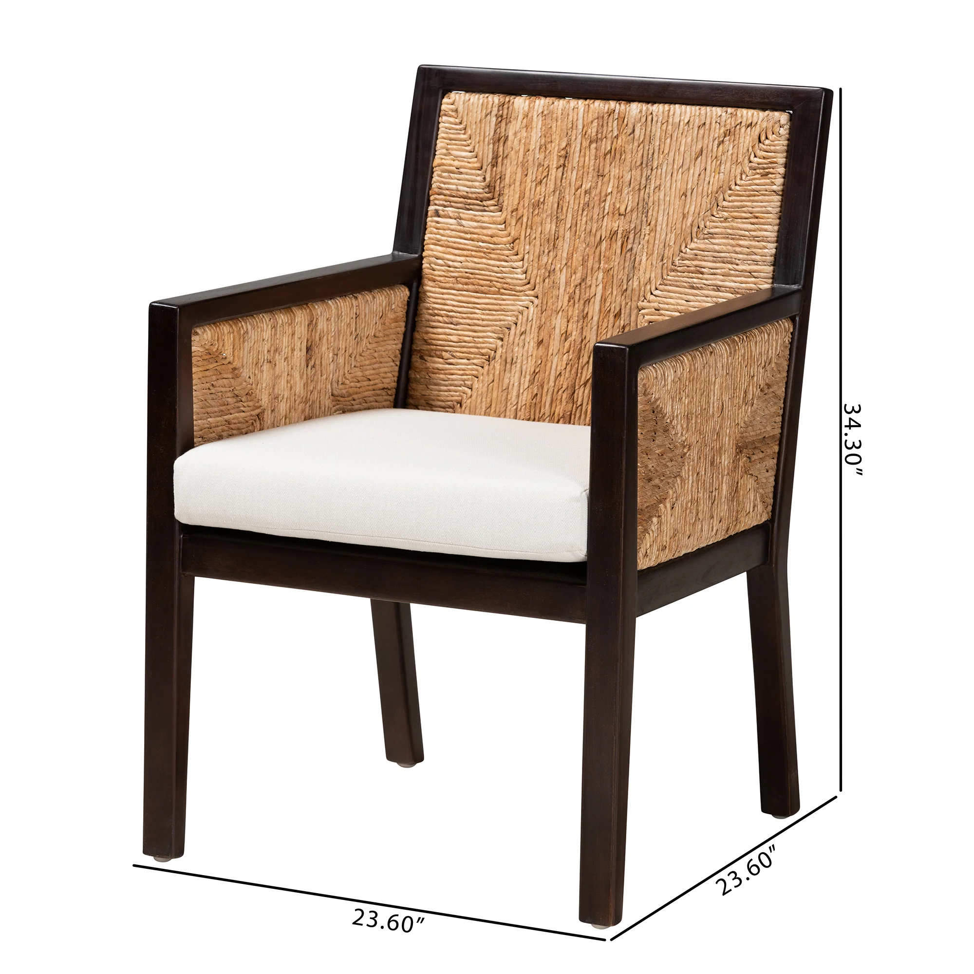 Baxton Studio bali & pari Joana Modern Bohemian Dark Brown Mahogany Wood and Natural Seagrass Dining Arm Chair - Image 10