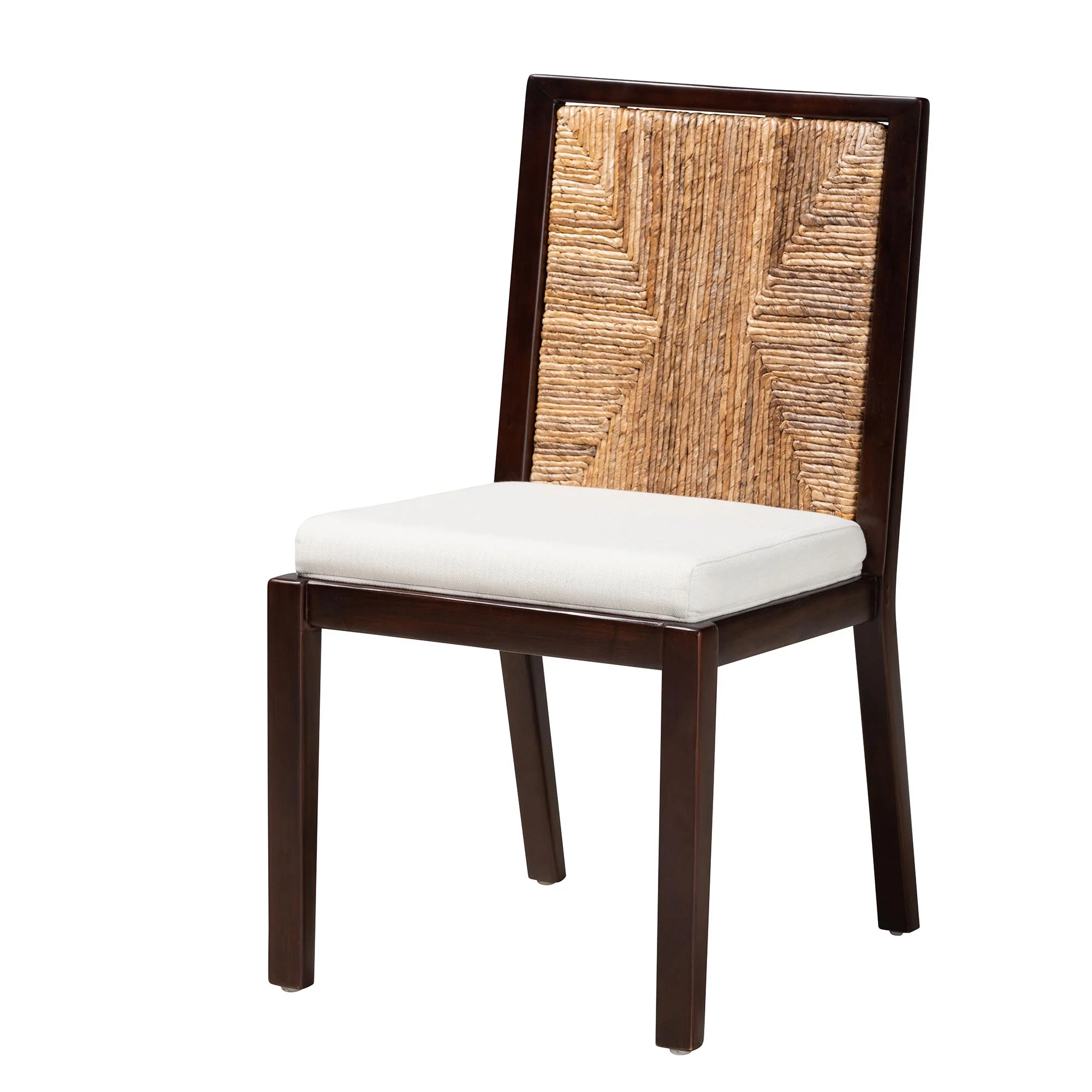 Baxton Studio bali & pari Joana Modern Bohemian Dark Brown Mahogany Wood and Natural Seagrass Dining Side Chair - Image 2