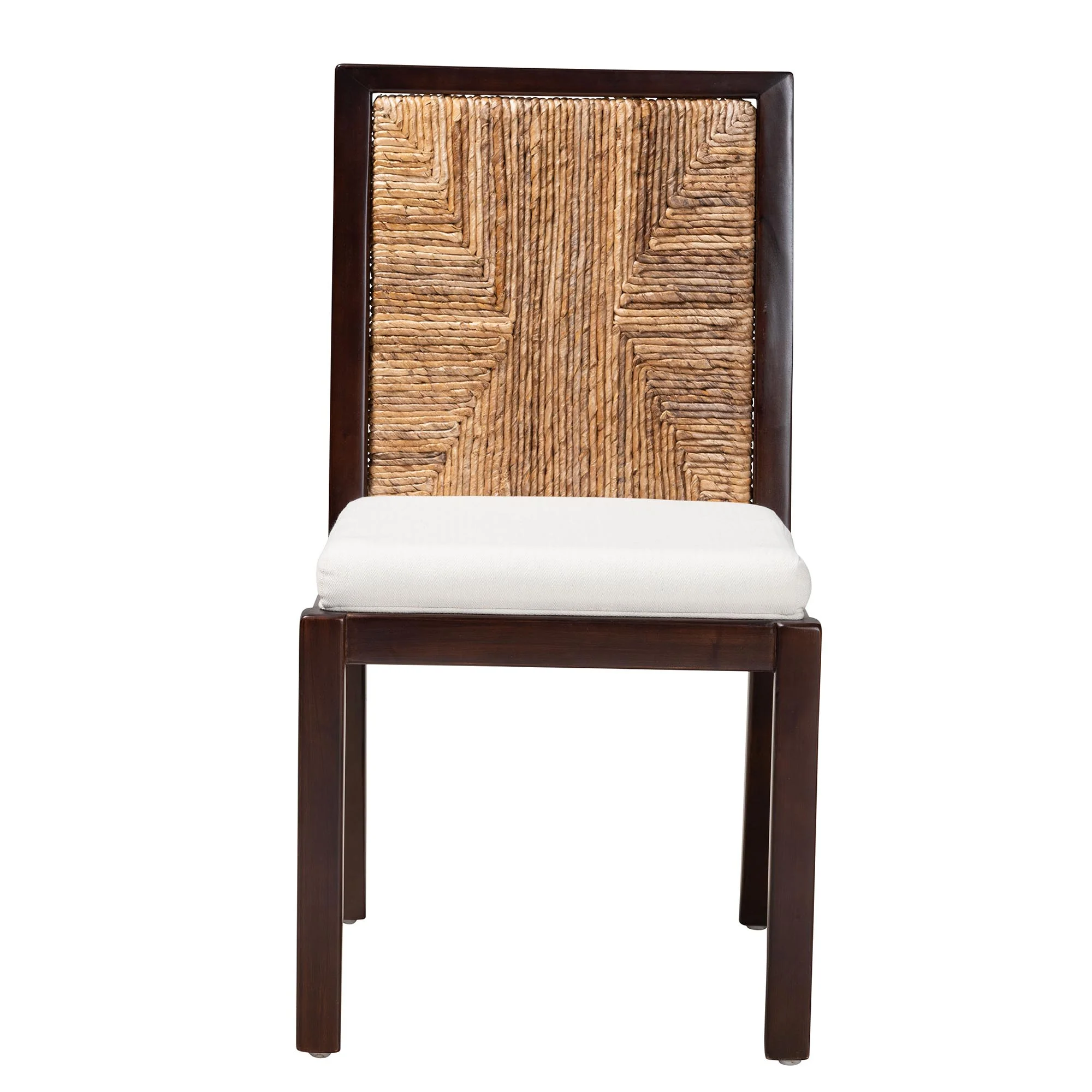 Baxton Studio bali & pari Joana Modern Bohemian Dark Brown Mahogany Wood and Natural Seagrass Dining Side Chair - Image 3