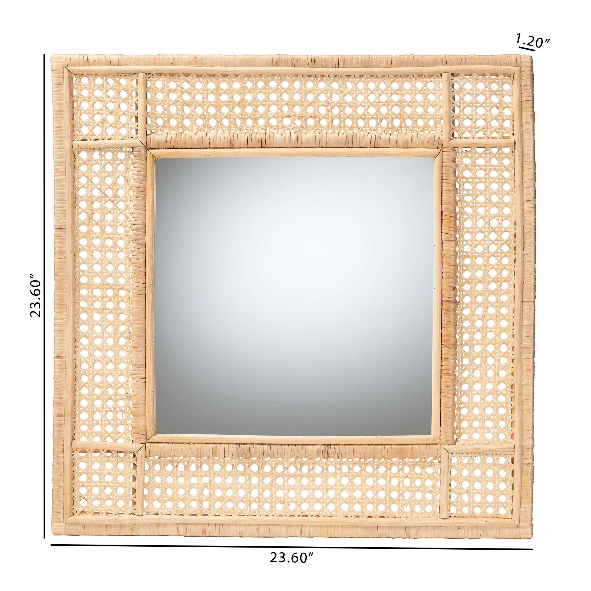 Baxton Studio bali & pari Josepha Modern Bohemian Natural Brown Rattan Accent Wall Mirror - Image 4