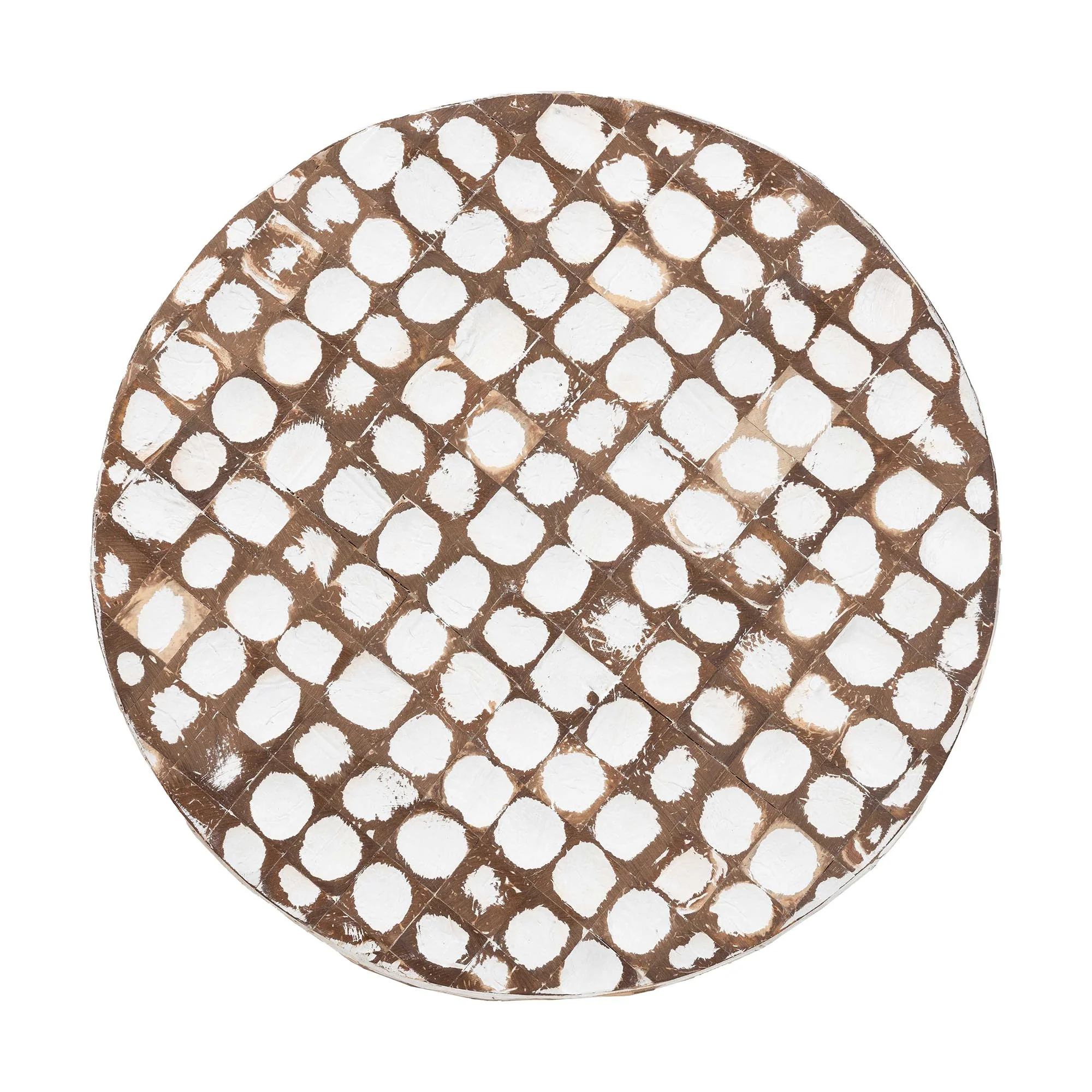 Baxton Studio bali & pari Juliette Bohemian Sky Blue Coconut Shell and Acacia Wood End Table - Image 10