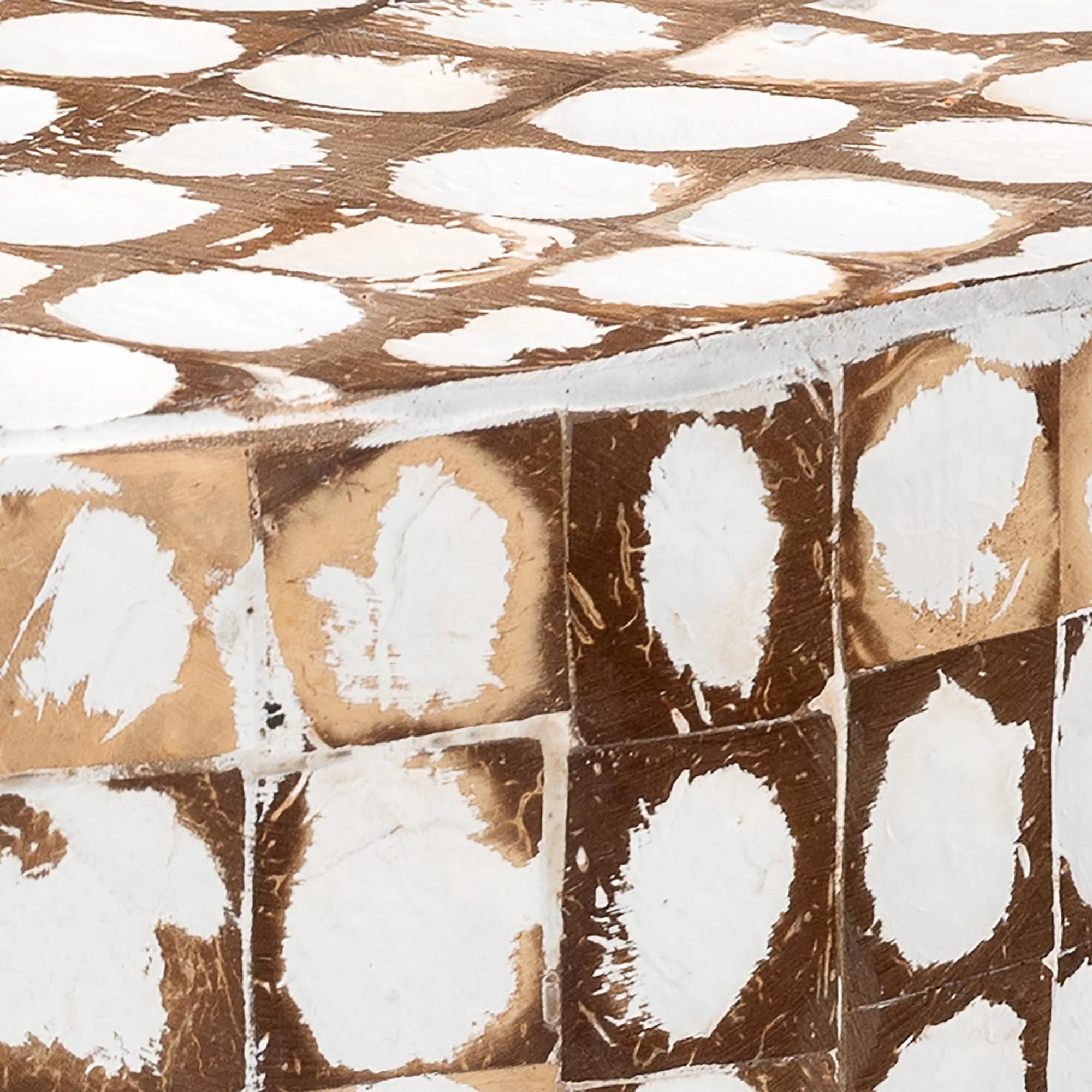Baxton Studio bali & pari Juliette Bohemian Sky Blue Coconut Shell and Acacia Wood End Table - Image 12