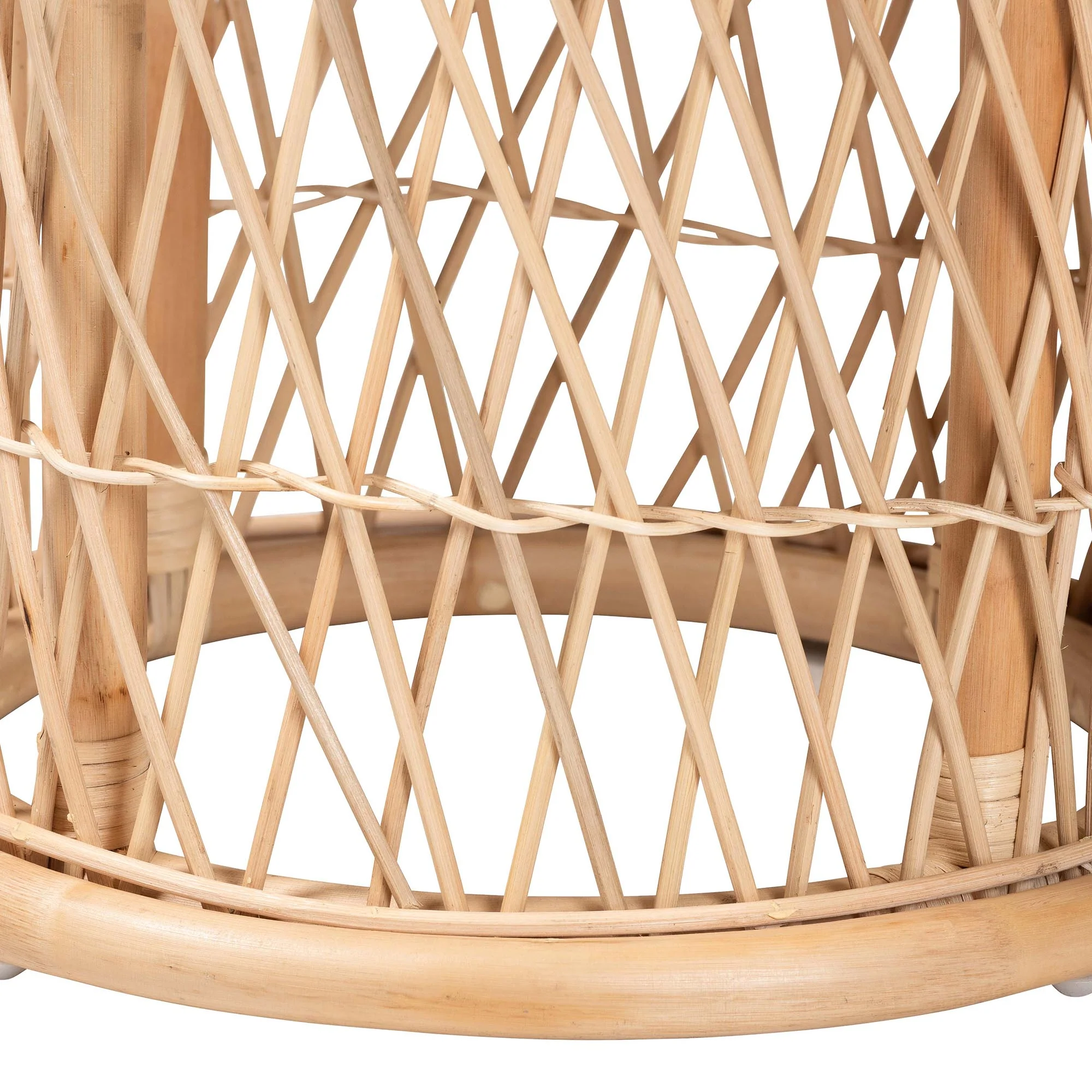 Baxton Studio bali & pari Junius Bohemian Natural Rattan Ottoman Footstool - Image 3