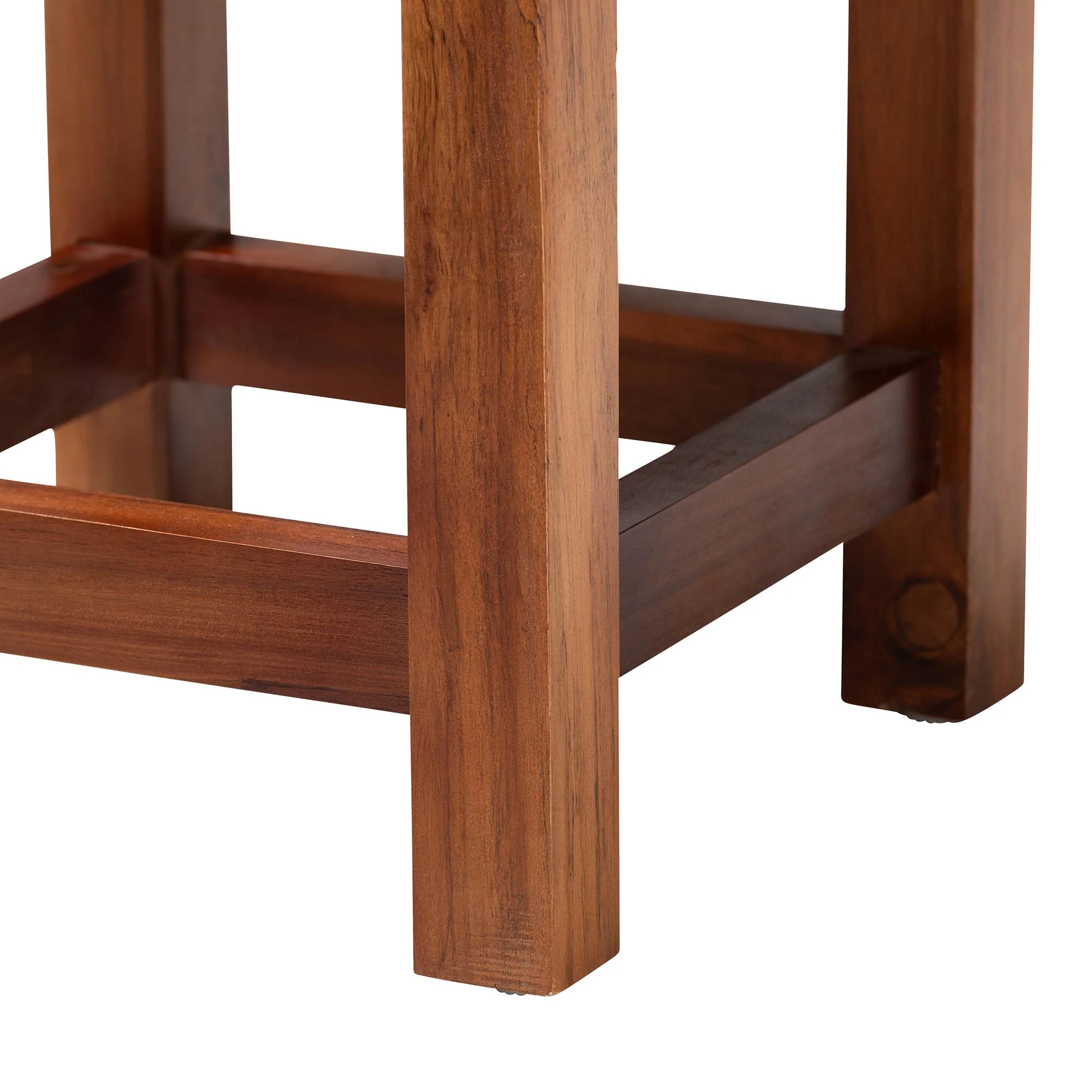 Baxton Studio bali & pari Kailas Modern Bohemian Two-Tone Navy Blue and Natural Brown Seagrass and Natural Brown Acacia Wood Footstool - Image 4