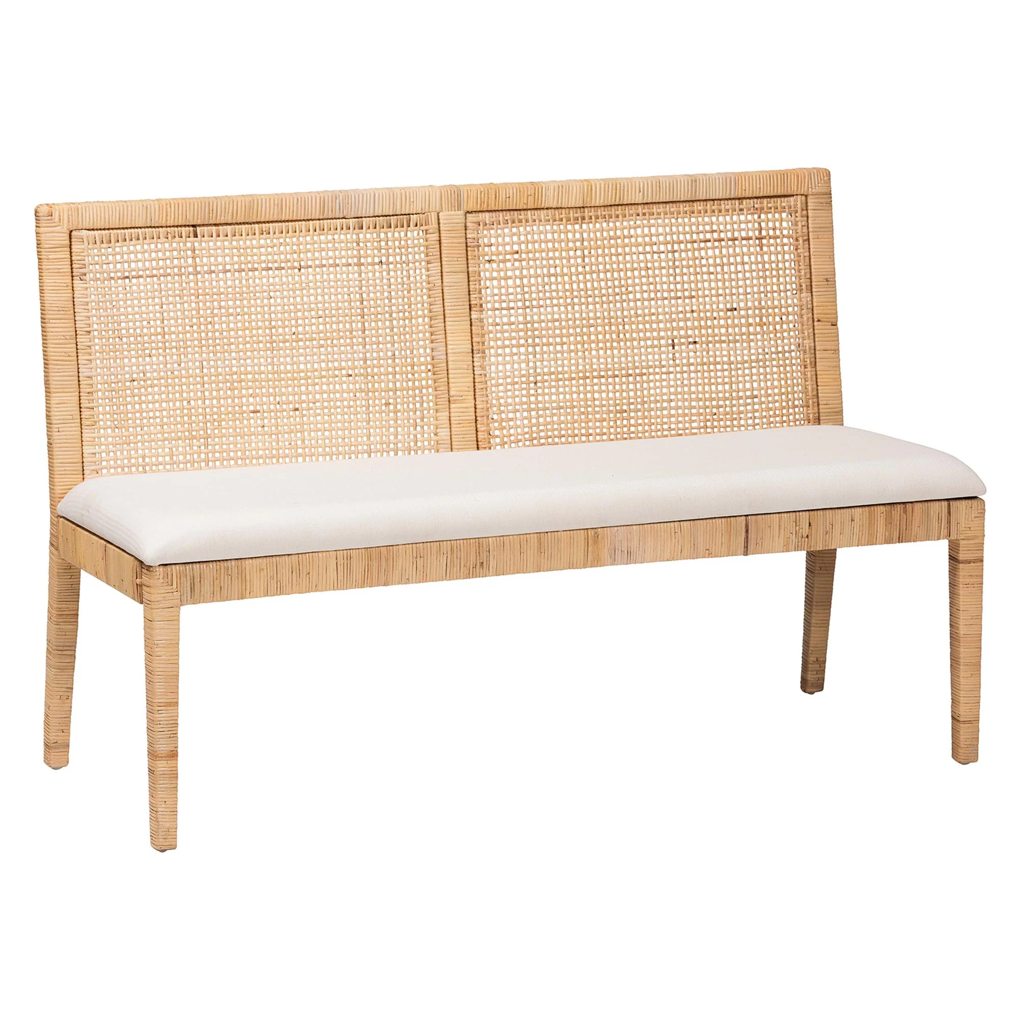 Baxton Studio bali & pari Kalimantan Bohemian Light Honey Rattan 2-Piece Banquette Set - Image 5