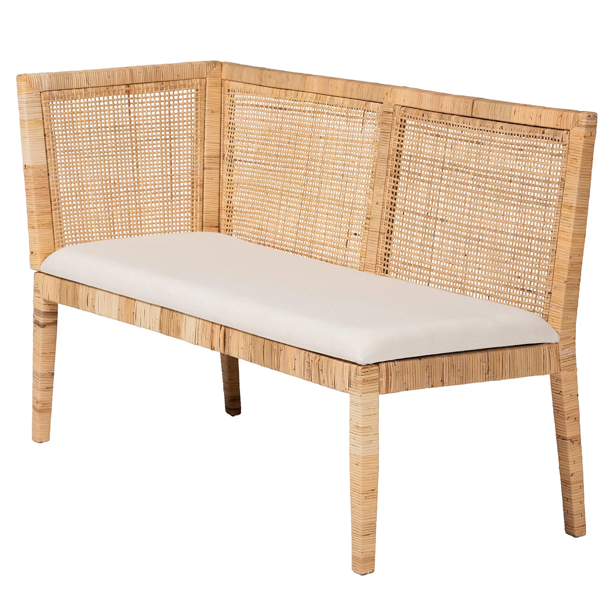 Baxton Studio bali & pari Kalimantan Bohemian Light Honey Rattan 2-Piece Banquette Set - Image 6