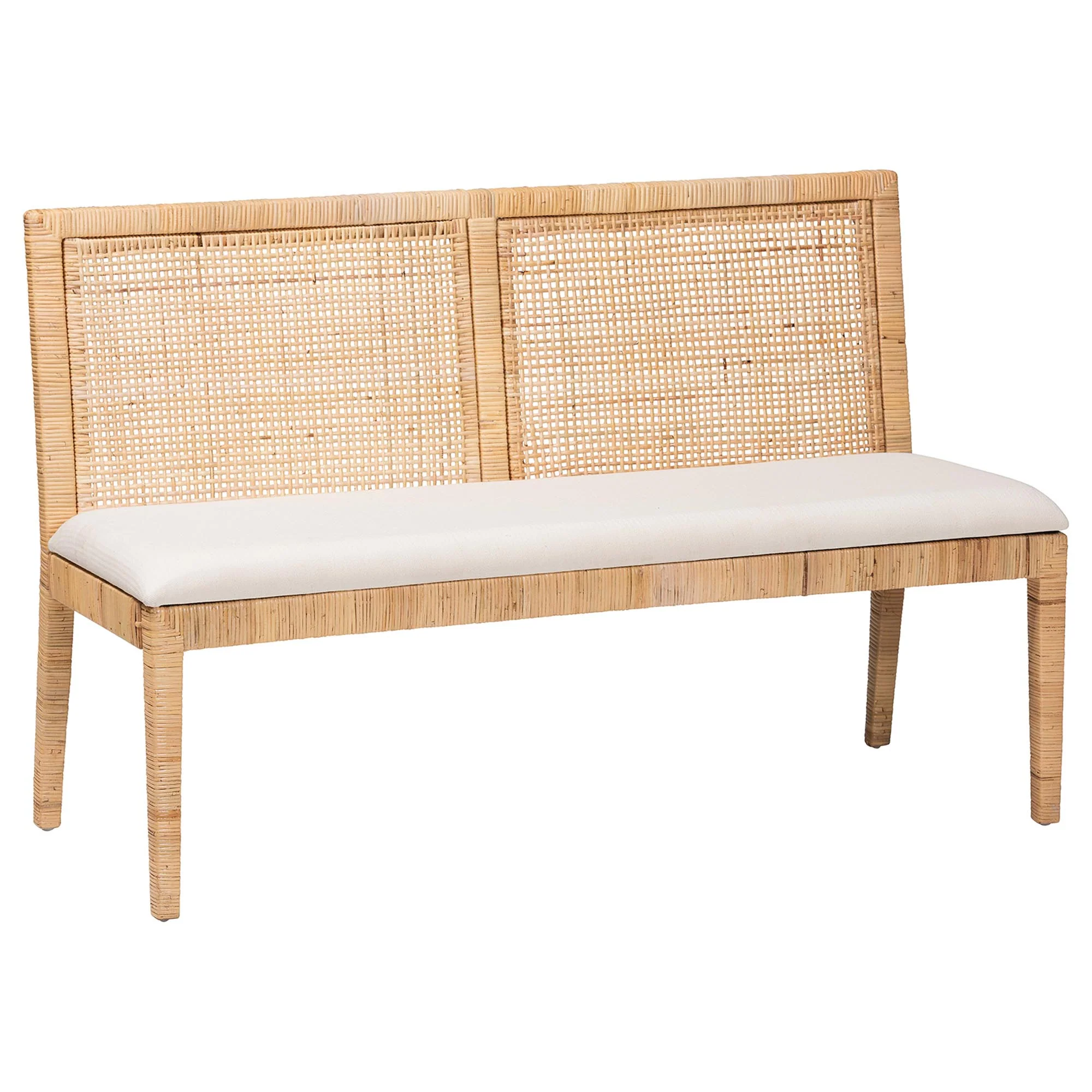 Baxton Studio bali & pari Kalimantan Bohemian Light Honey Rattan 3-Piece Dining Nook Set - Image 6
