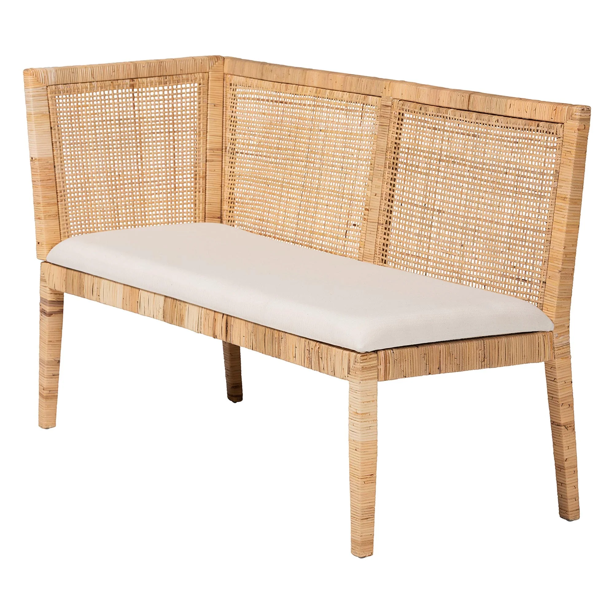 Baxton Studio bali & pari Kalimantan Bohemian Light Honey Rattan 3-Piece Dining Nook Set - Image 7