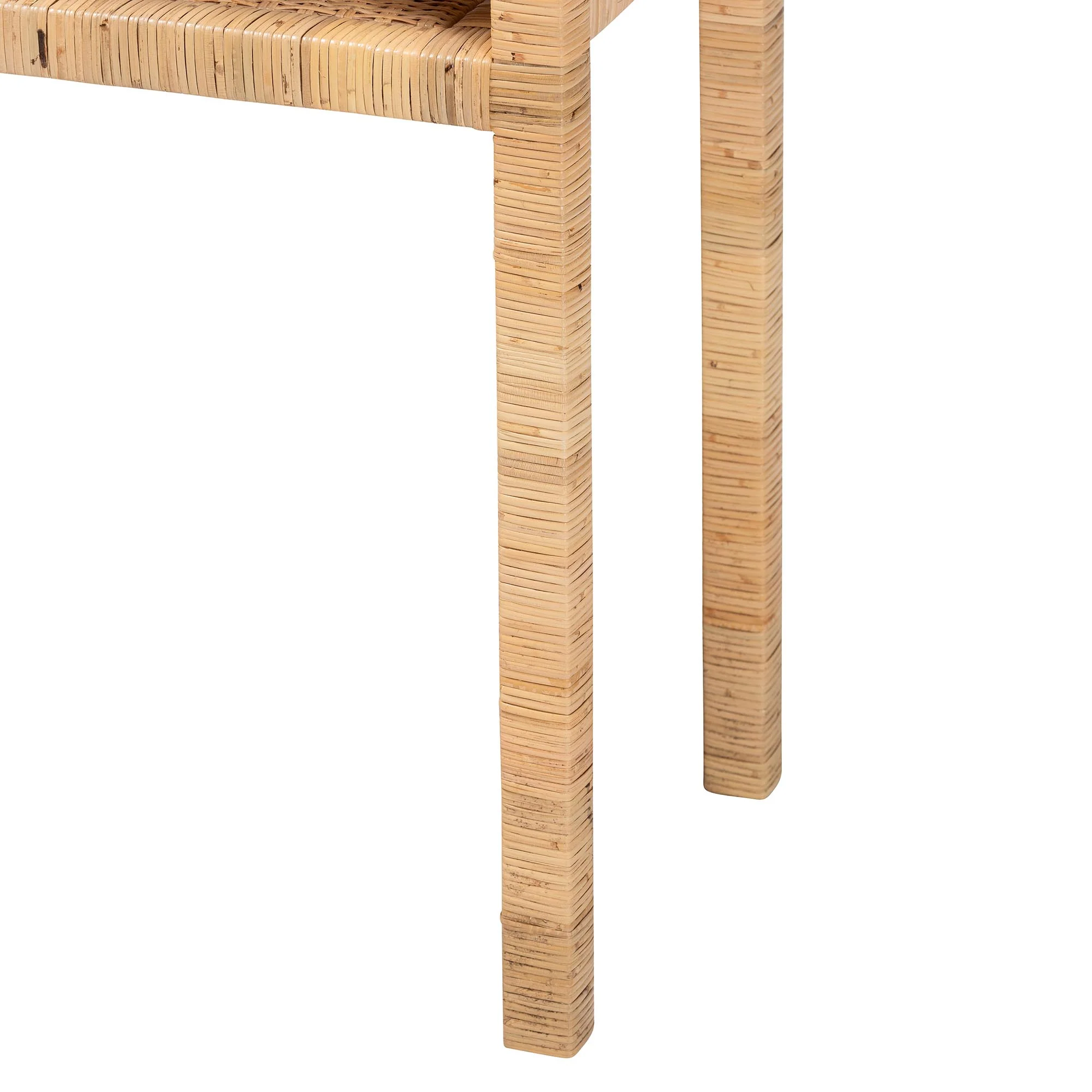Baxton Studio bali & pari Kalimantan Bohemian Light Honey Rattan and Acacia Wood Console Table - Image 8