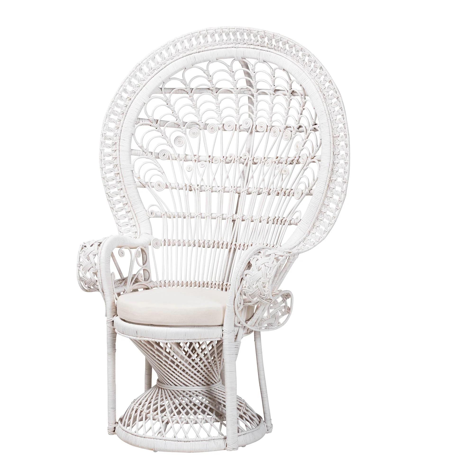 Baxton Studio bali & pari Kallima Modern Bohemian White Natural Rattan Peacock Chair - Image 2