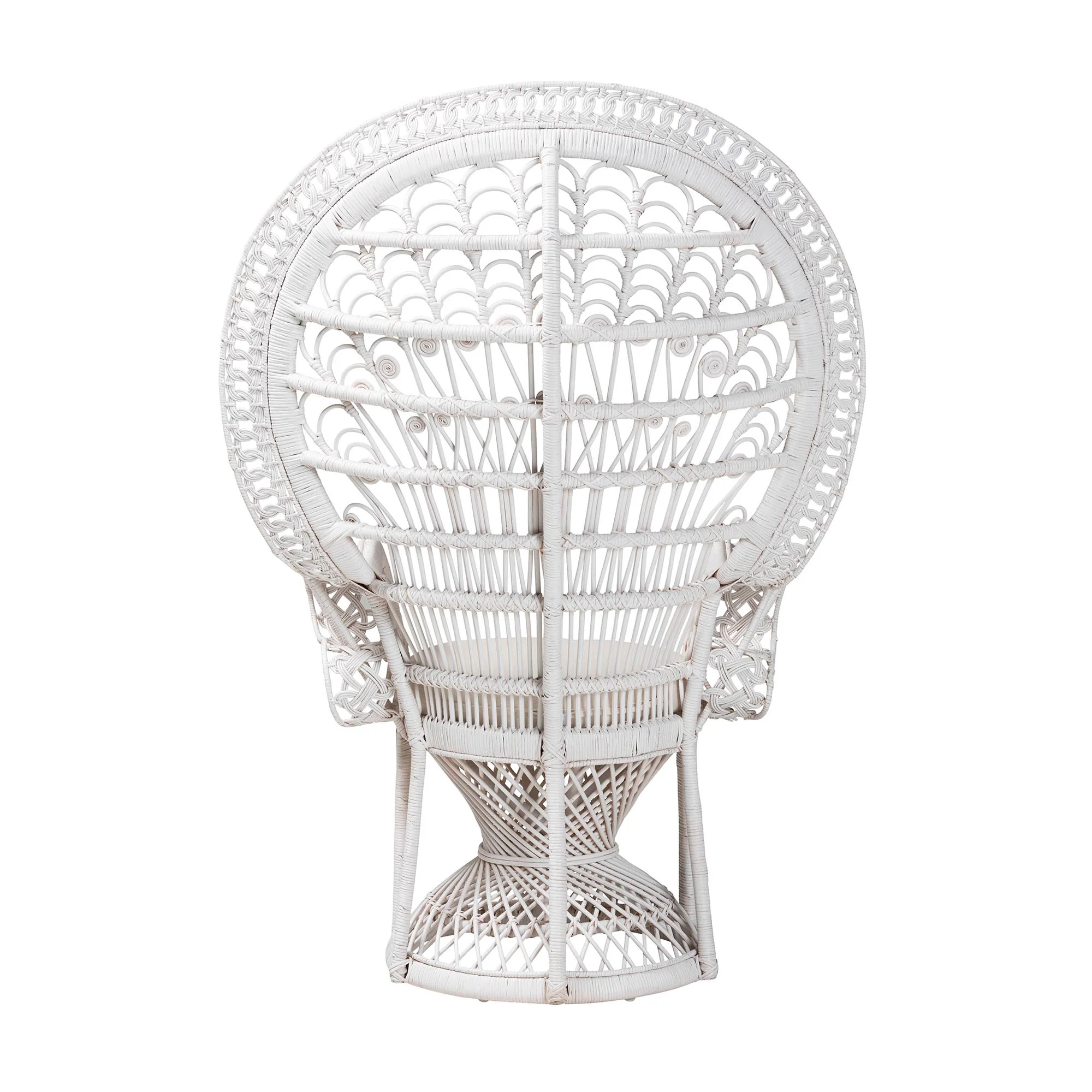 Baxton Studio bali & pari Kallima Modern Bohemian White Natural Rattan Peacock Chair - Image 5