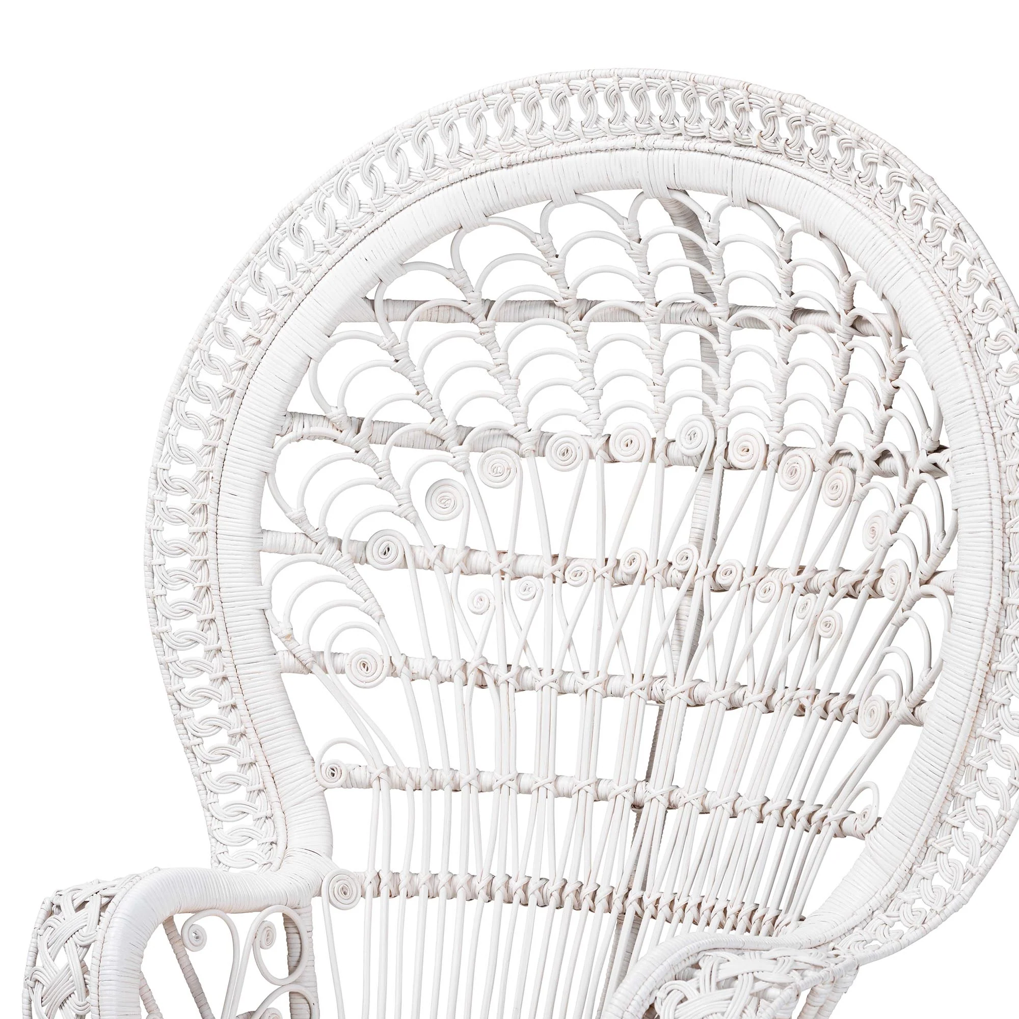 Baxton Studio bali & pari Kallima Modern Bohemian White Natural Rattan Peacock Chair - Image 6