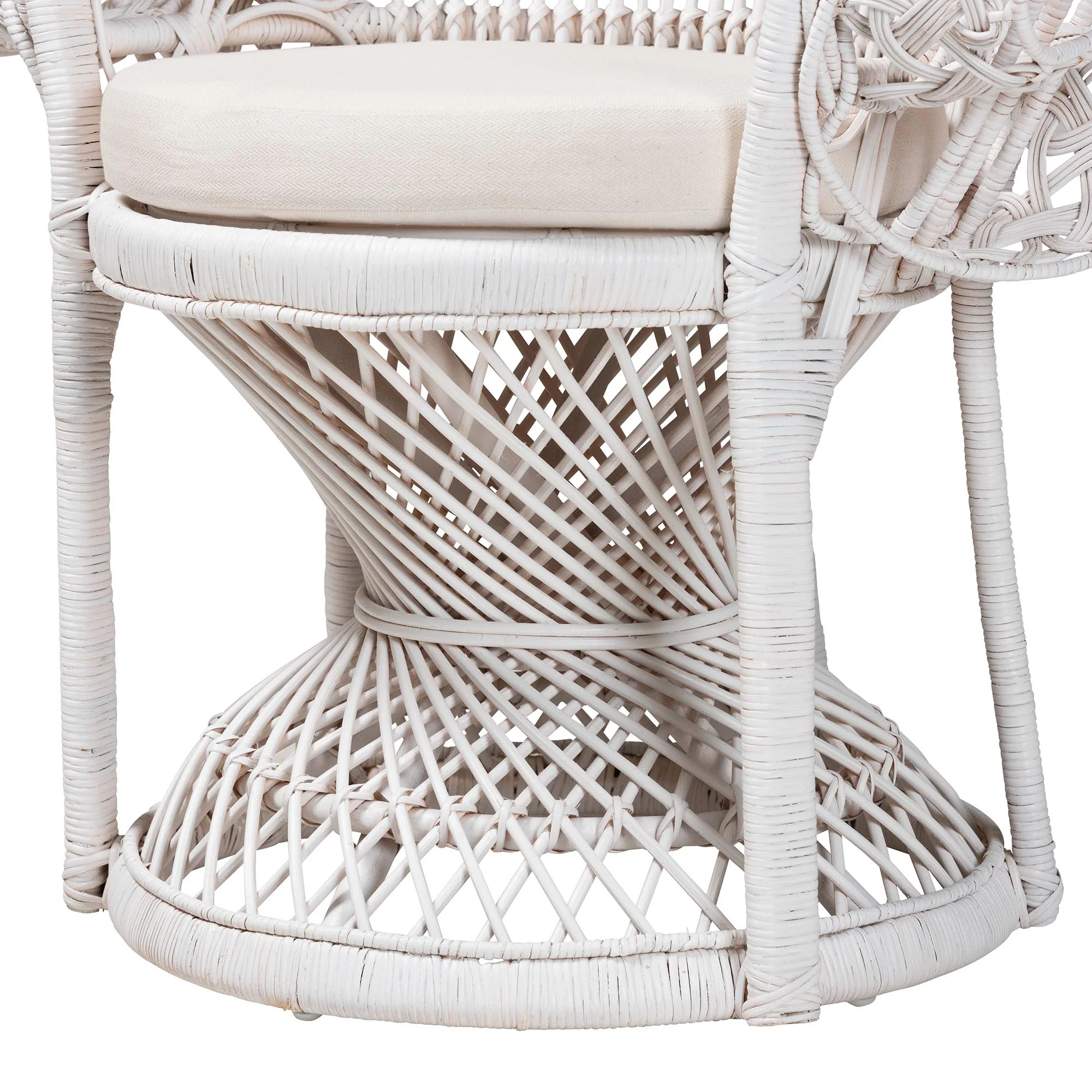 Baxton Studio bali & pari Kallima Modern Bohemian White Natural Rattan Peacock Chair - Image 7