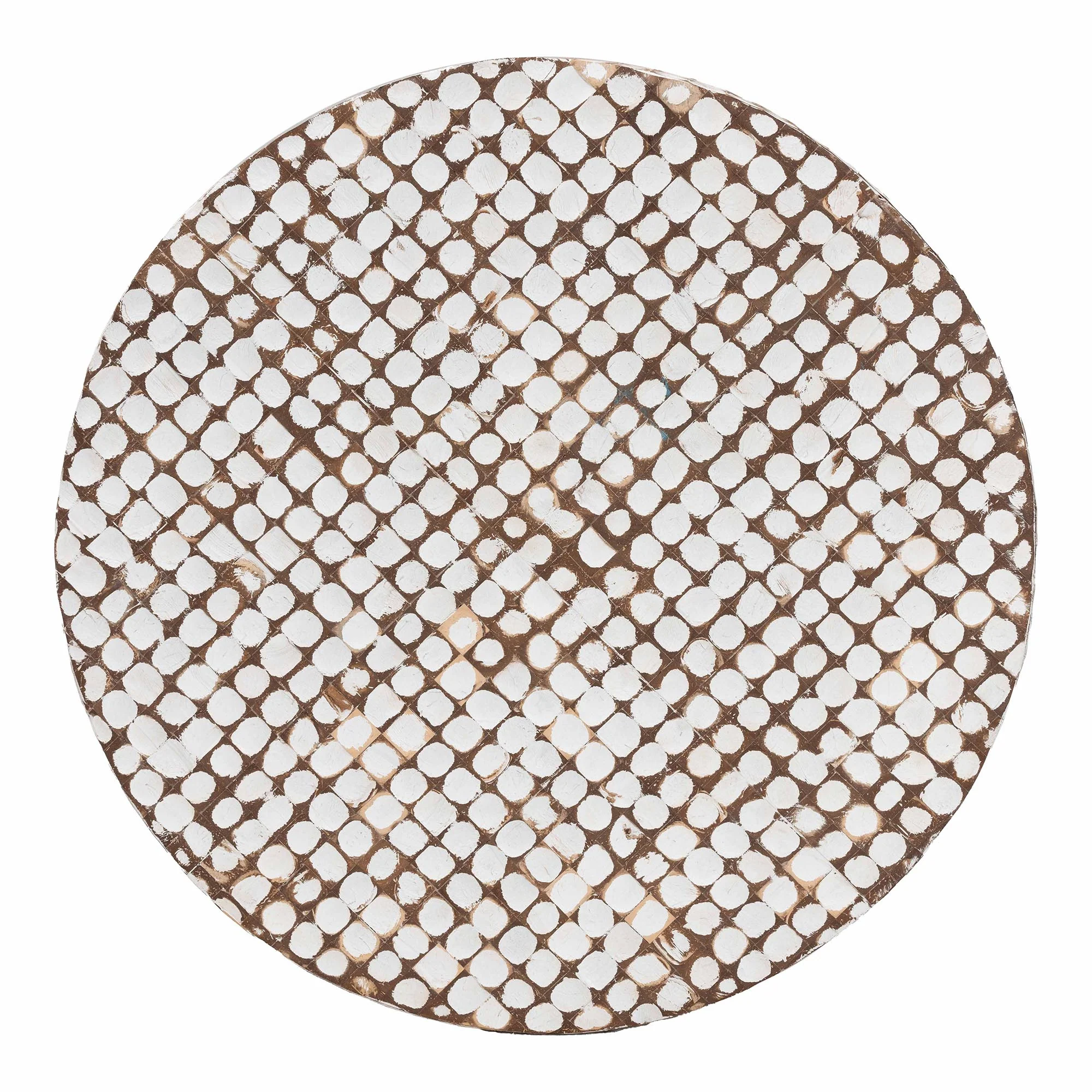Baxton Studio bali & pari Kaloni Bohemian Sky Blue Coconut Shell and Acacia Wood Coffee Table - Image 12