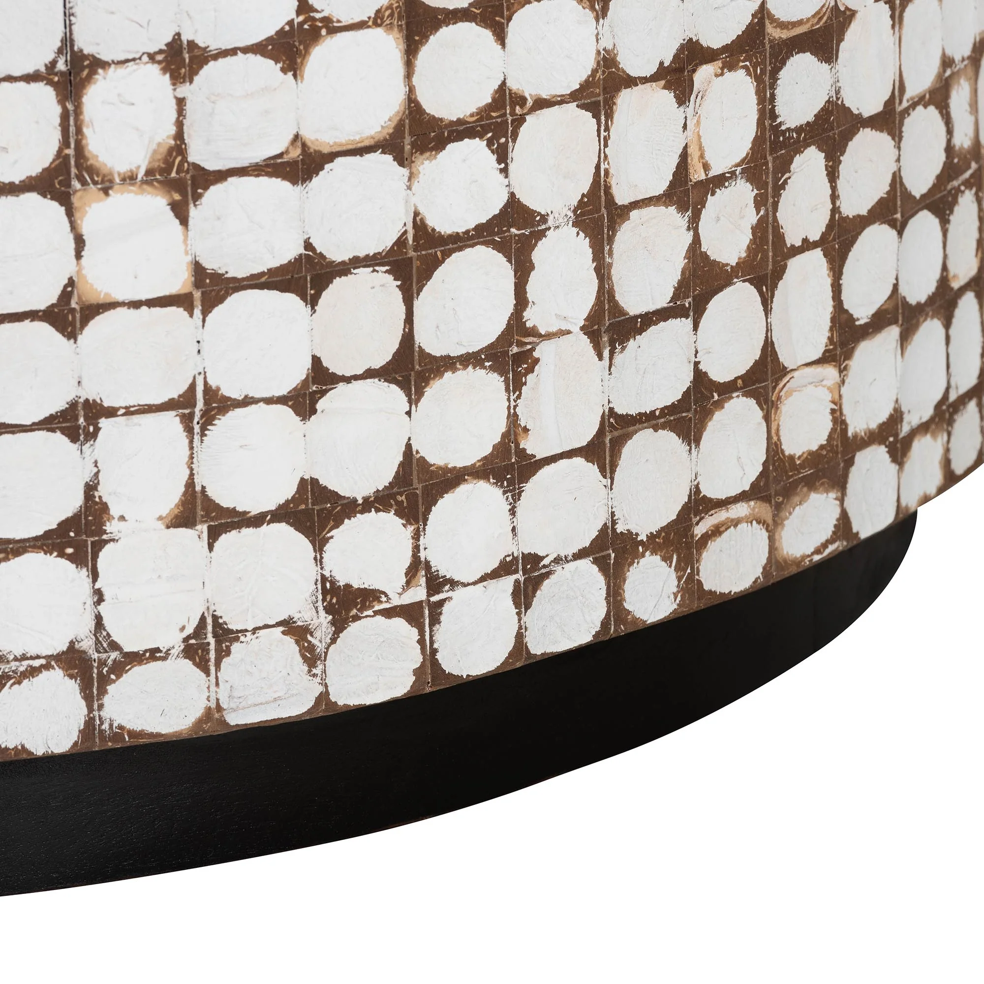 Baxton Studio bali & pari Kaloni Bohemian Sky Blue Coconut Shell and Acacia Wood Coffee Table - Image 13