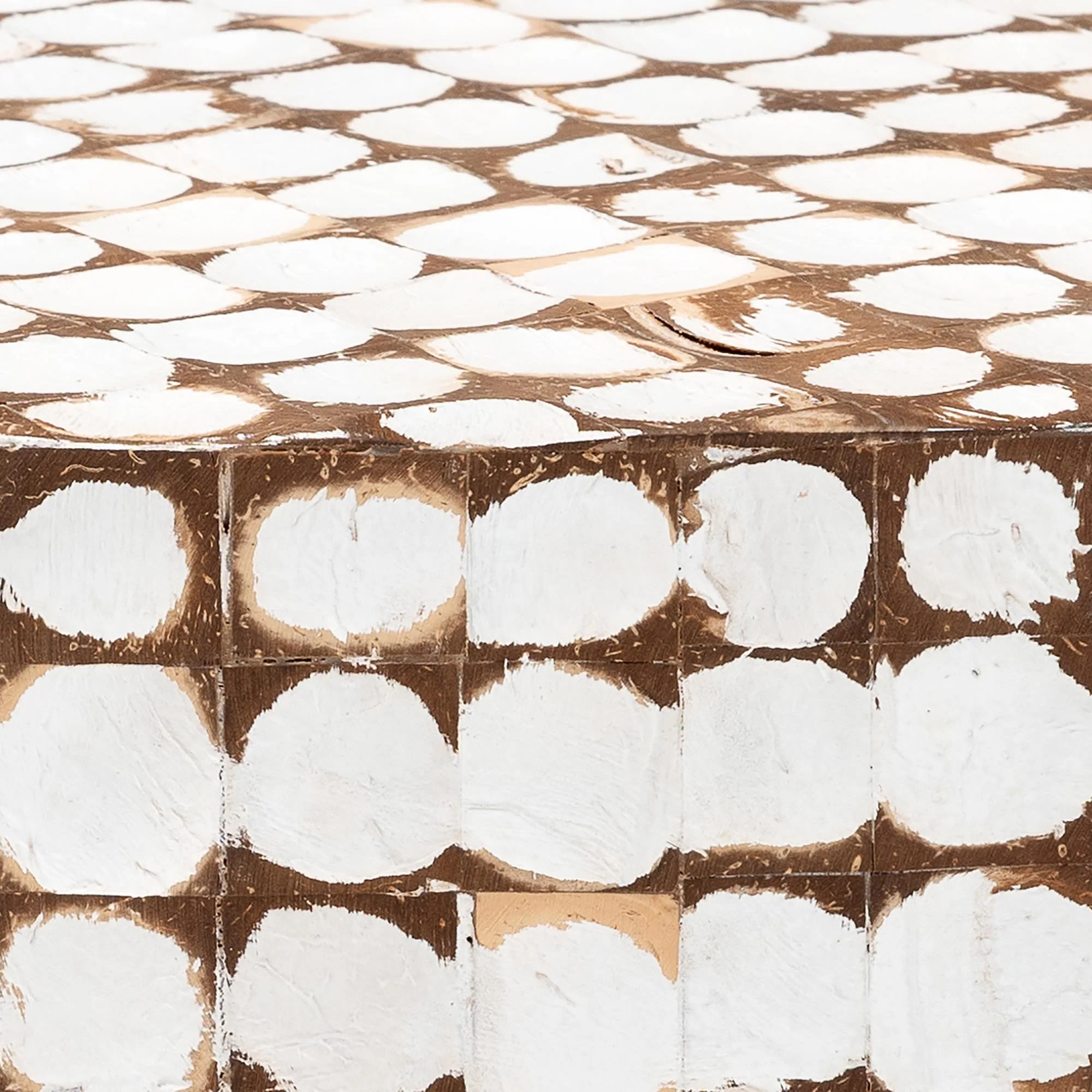 Baxton Studio bali & pari Kaloni Bohemian Sky Blue Coconut Shell and Acacia Wood Coffee Table - Image 15