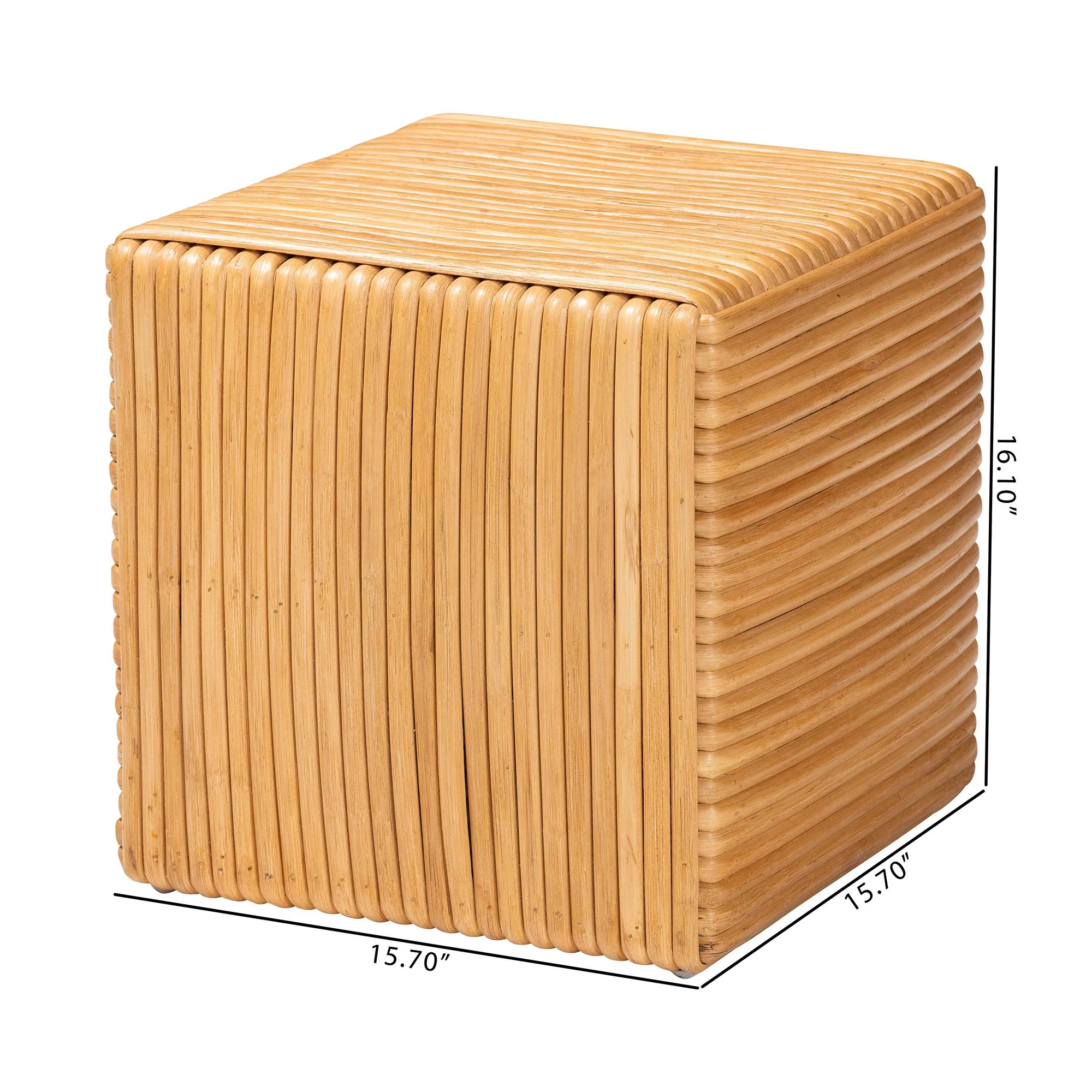 Baxton Studio bali & pari Karina Bohemian Light Honey Rattan Footstool - Image 2