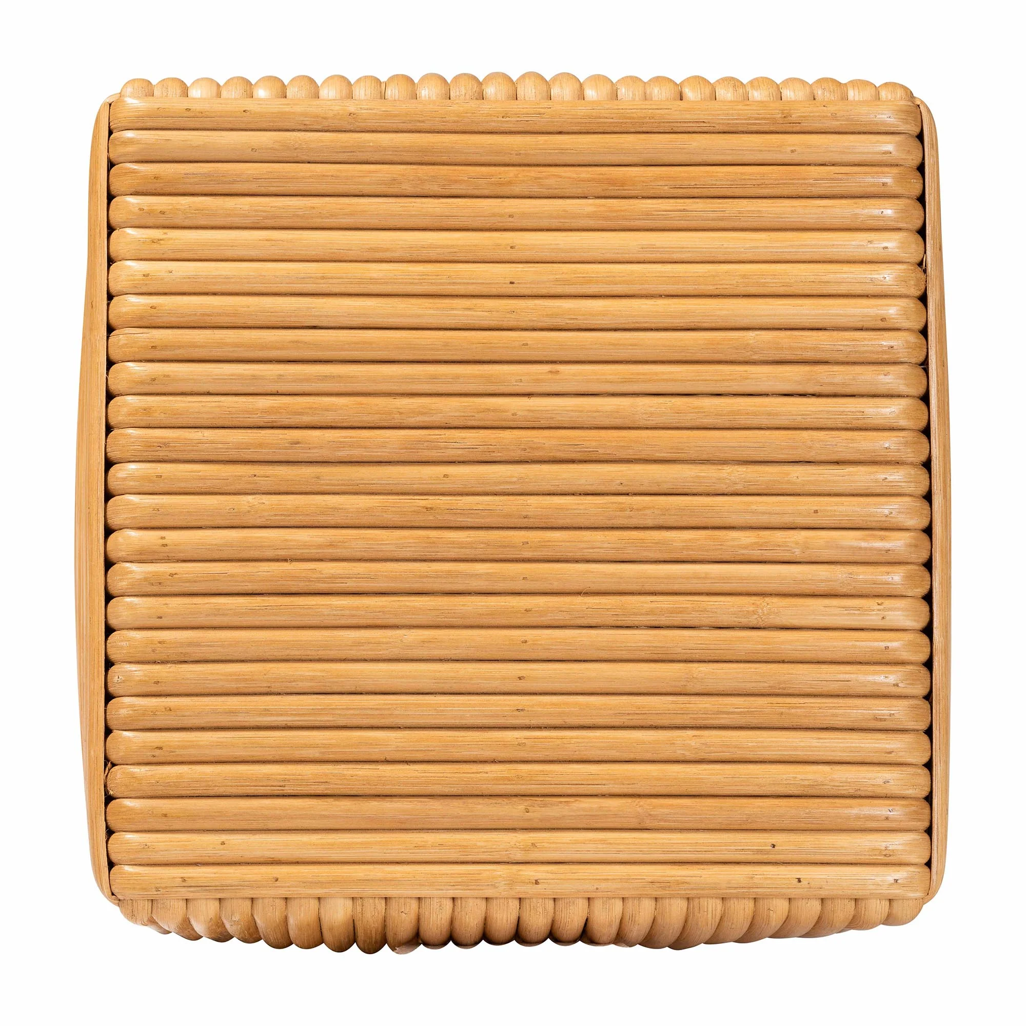 Baxton Studio bali & pari Karina Bohemian Light Honey Rattan Footstool - Image 6