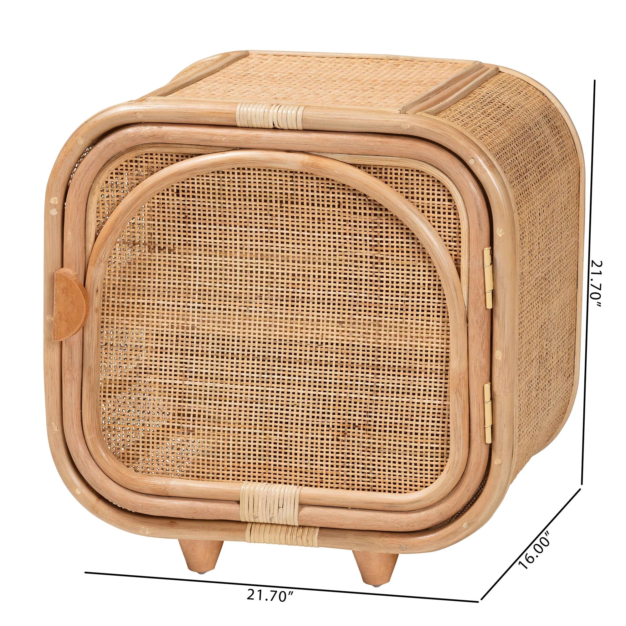 Baxton Studio bali & pari Keita Bohemian Natural Rattan and Mahogany Wood Nightstand - Image 3