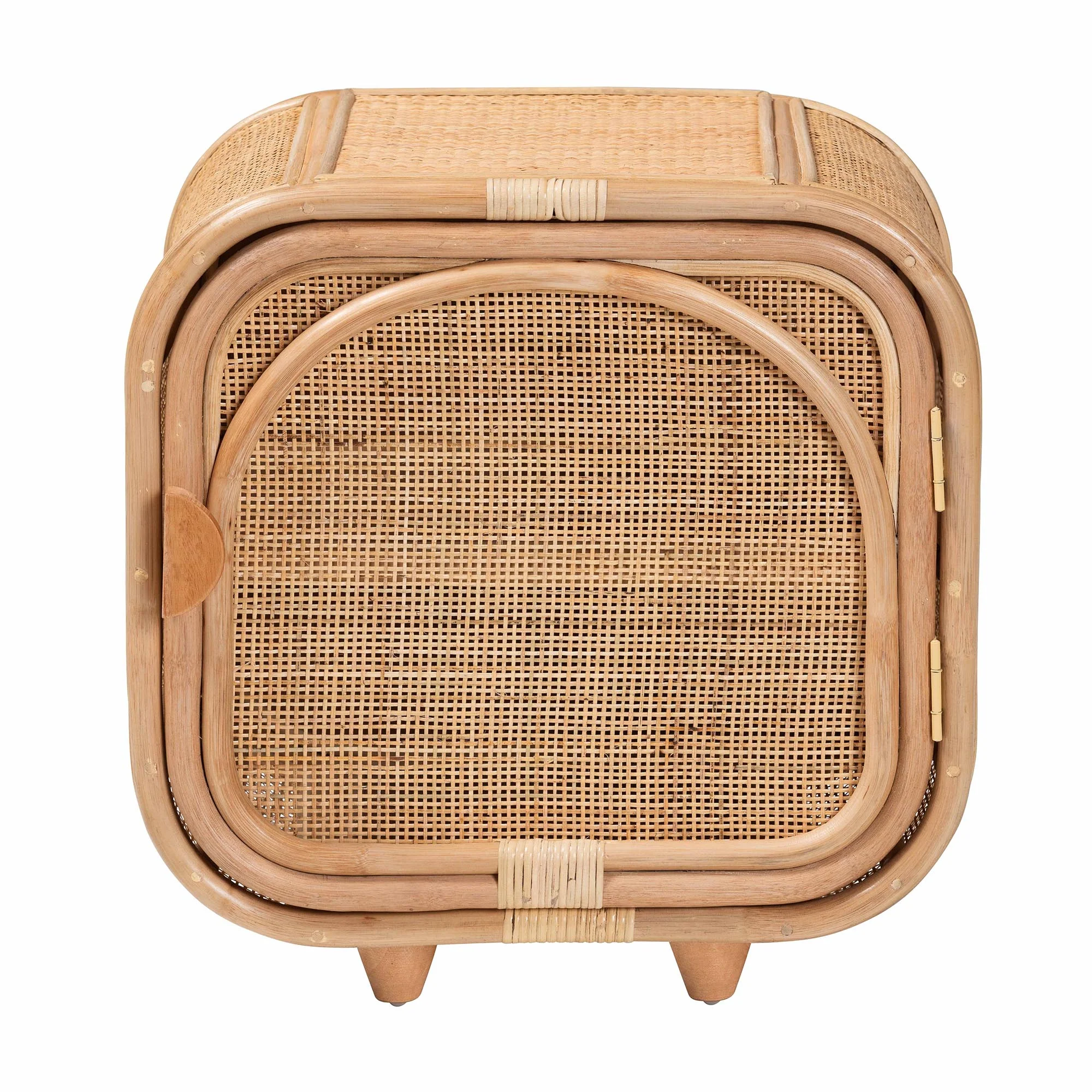 Baxton Studio bali & pari Keita Bohemian Natural Rattan and Mahogany Wood Nightstand - Image 6
