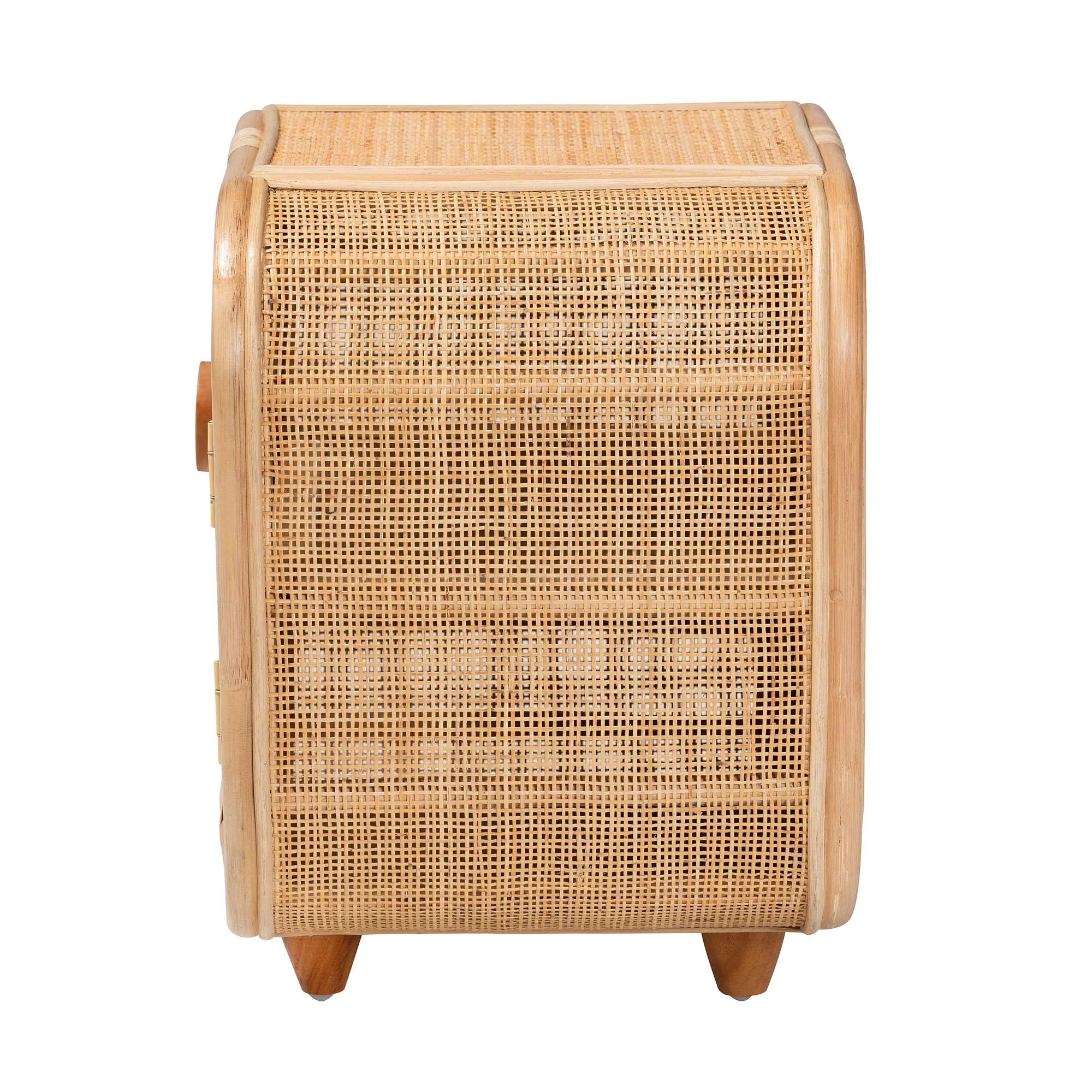 Baxton Studio bali & pari Keita Bohemian Natural Rattan and Mahogany Wood Nightstand - Image 7
