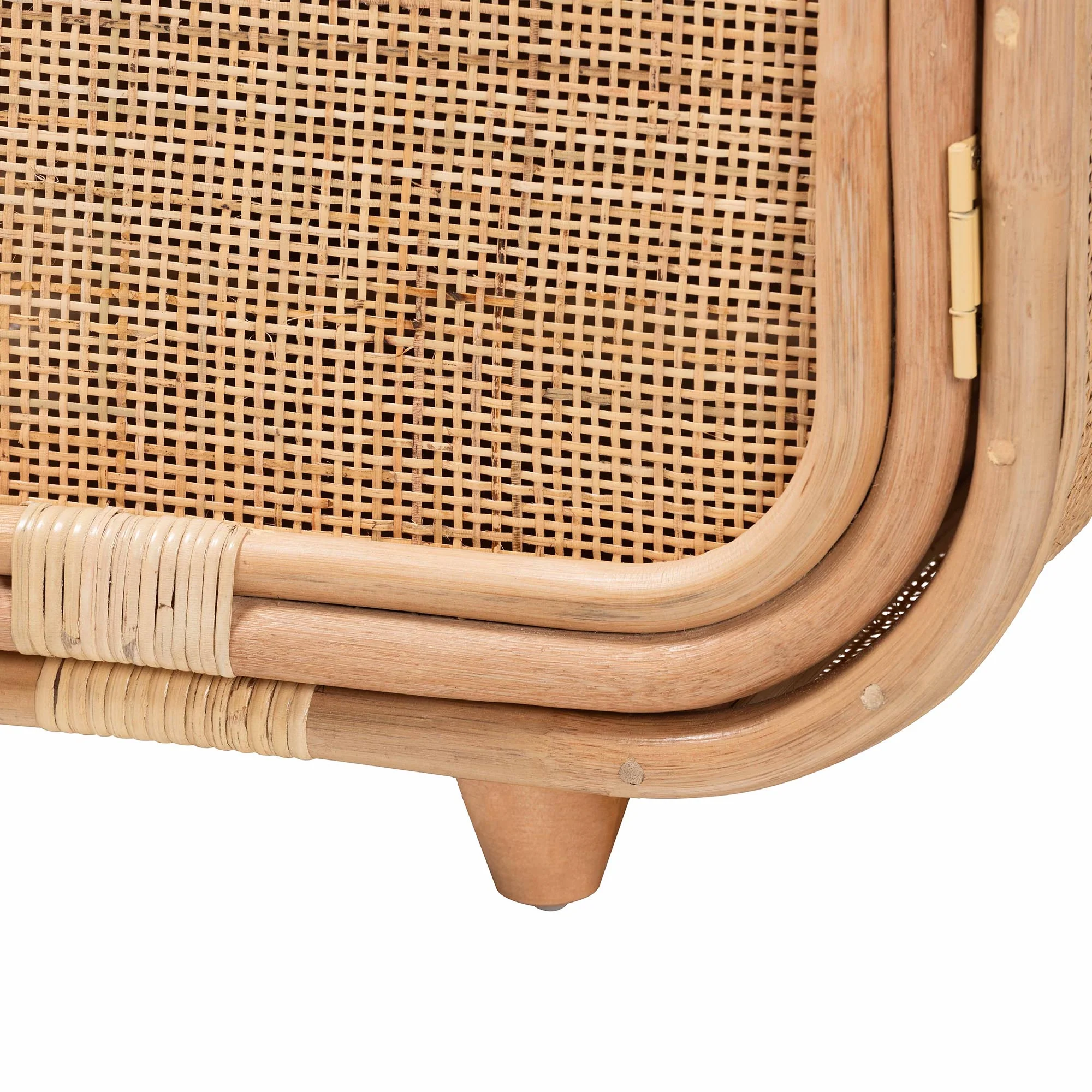 Baxton Studio bali & pari Keita Bohemian Natural Rattan and Mahogany Wood Nightstand - Image 9