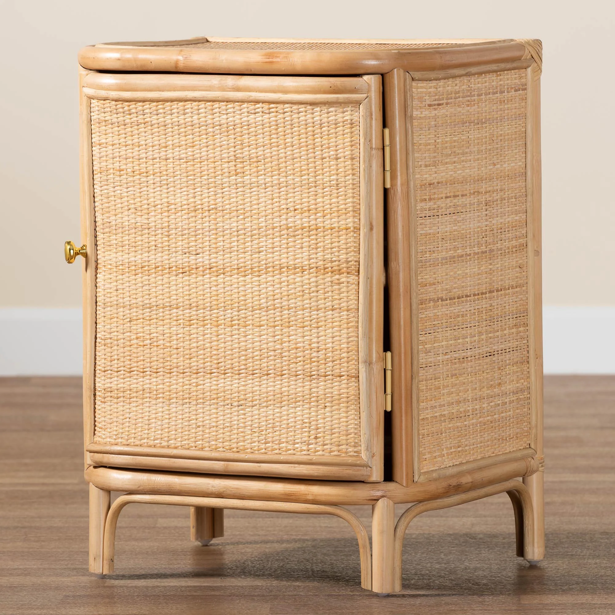 Baxton Studio bali & pari Kiara Bohemian Natural Rattan Nightstand - Image 2