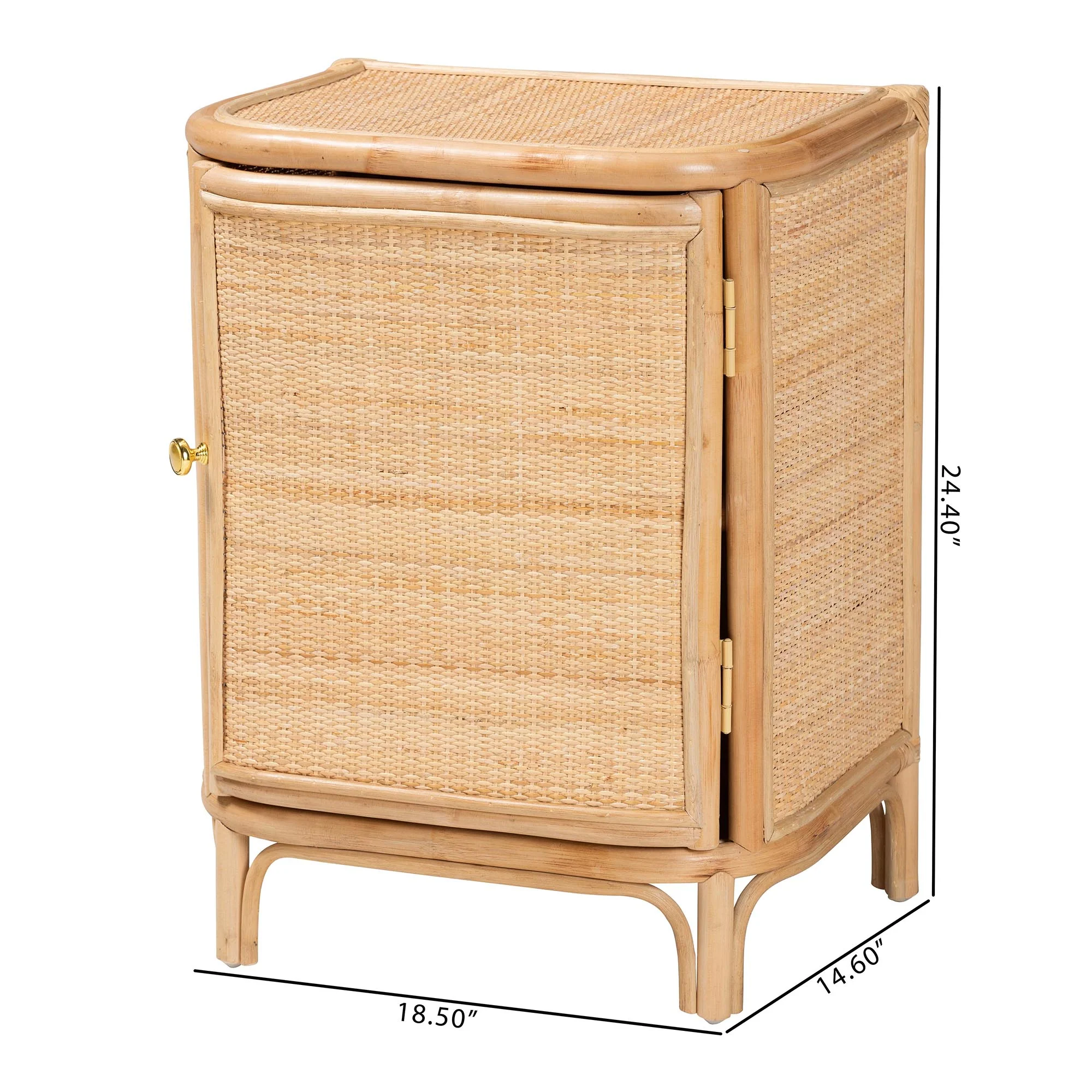 Baxton Studio bali & pari Kiara Bohemian Natural Rattan Nightstand - Image 3