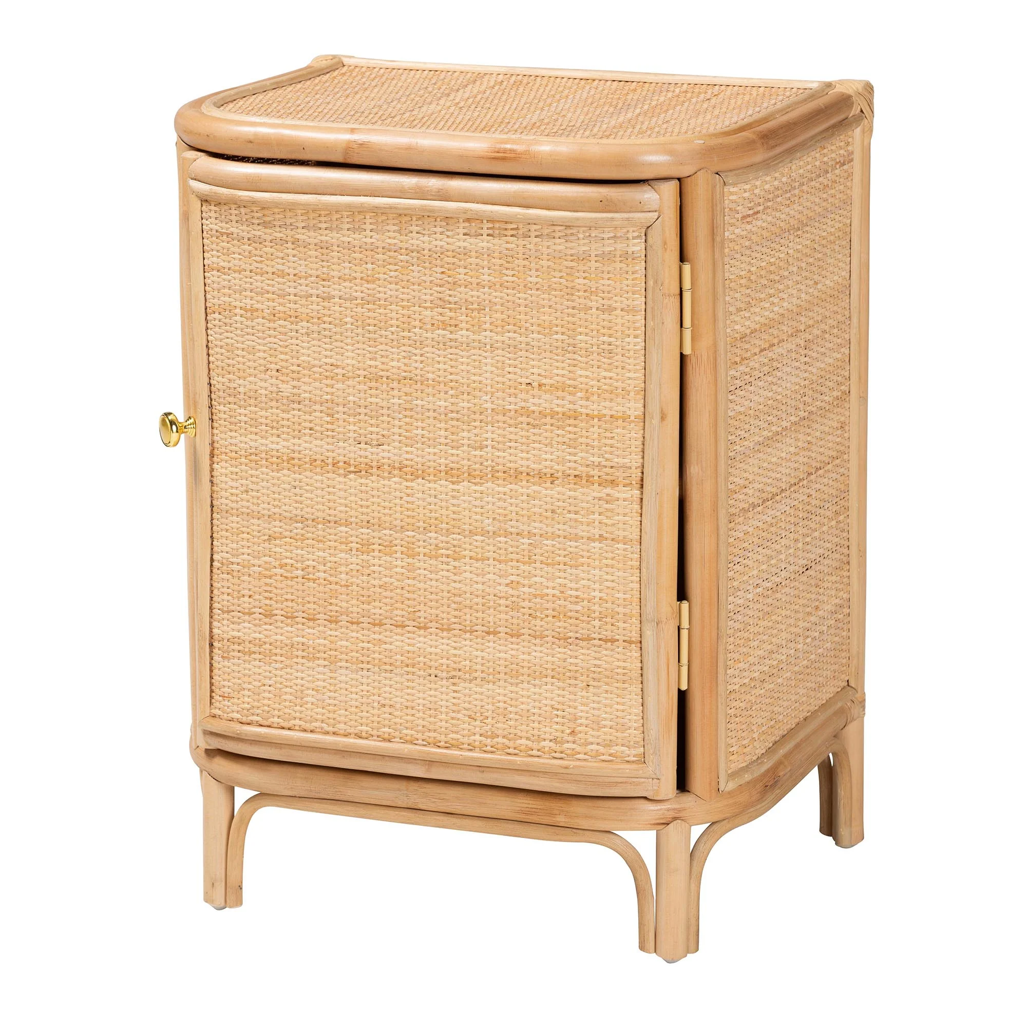 Baxton Studio bali & pari Kiara Bohemian Natural Rattan Nightstand - Image 4